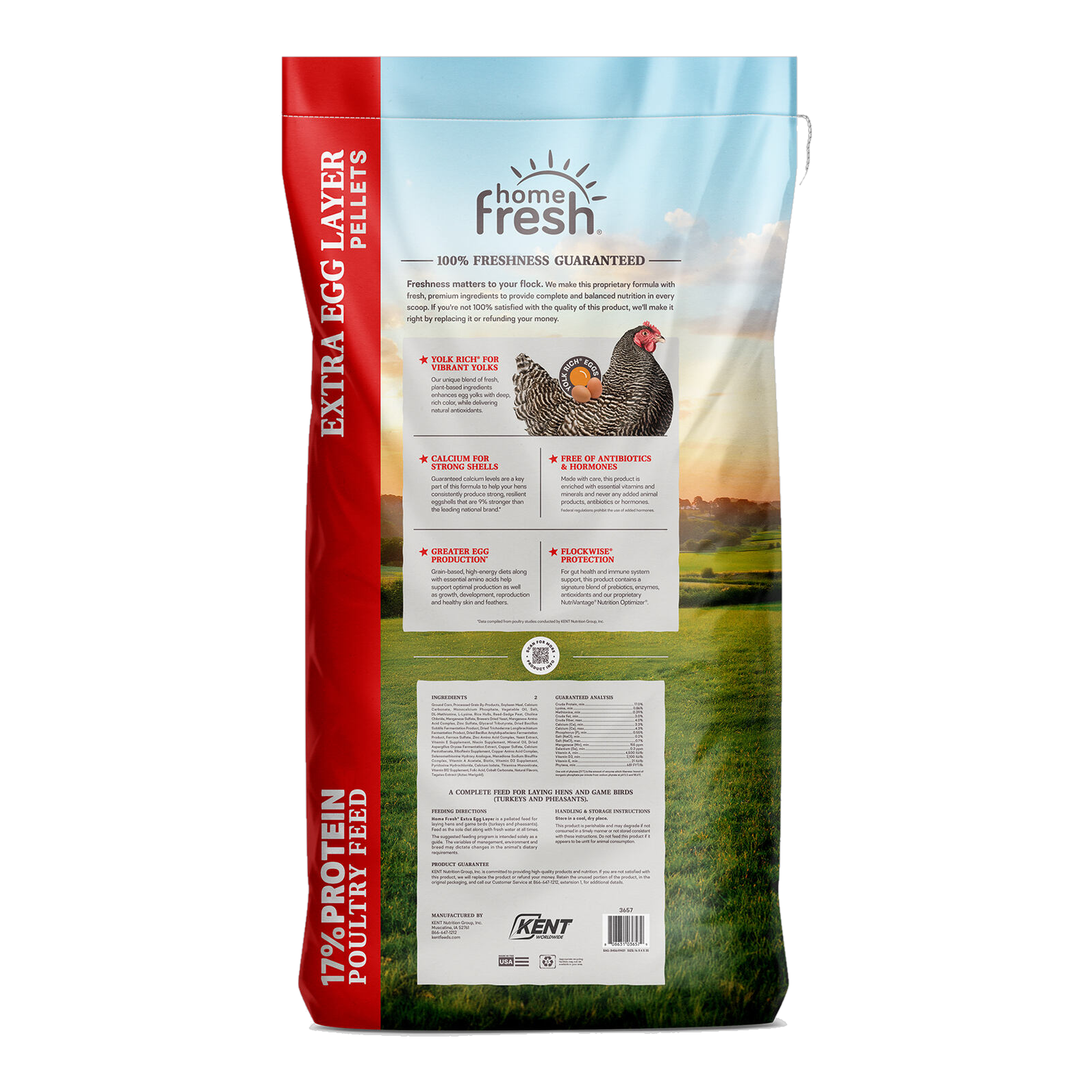 Home Fresh Extra Egg Layer back label with guaranteed analysis and ingredients
