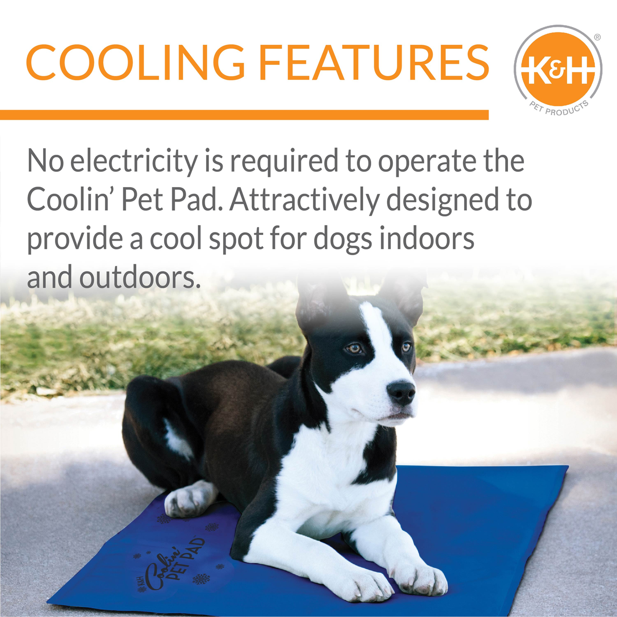K&H Coolin Pet Pad cooling features, no electricity required, cool spot for dogs indoors and outdoors