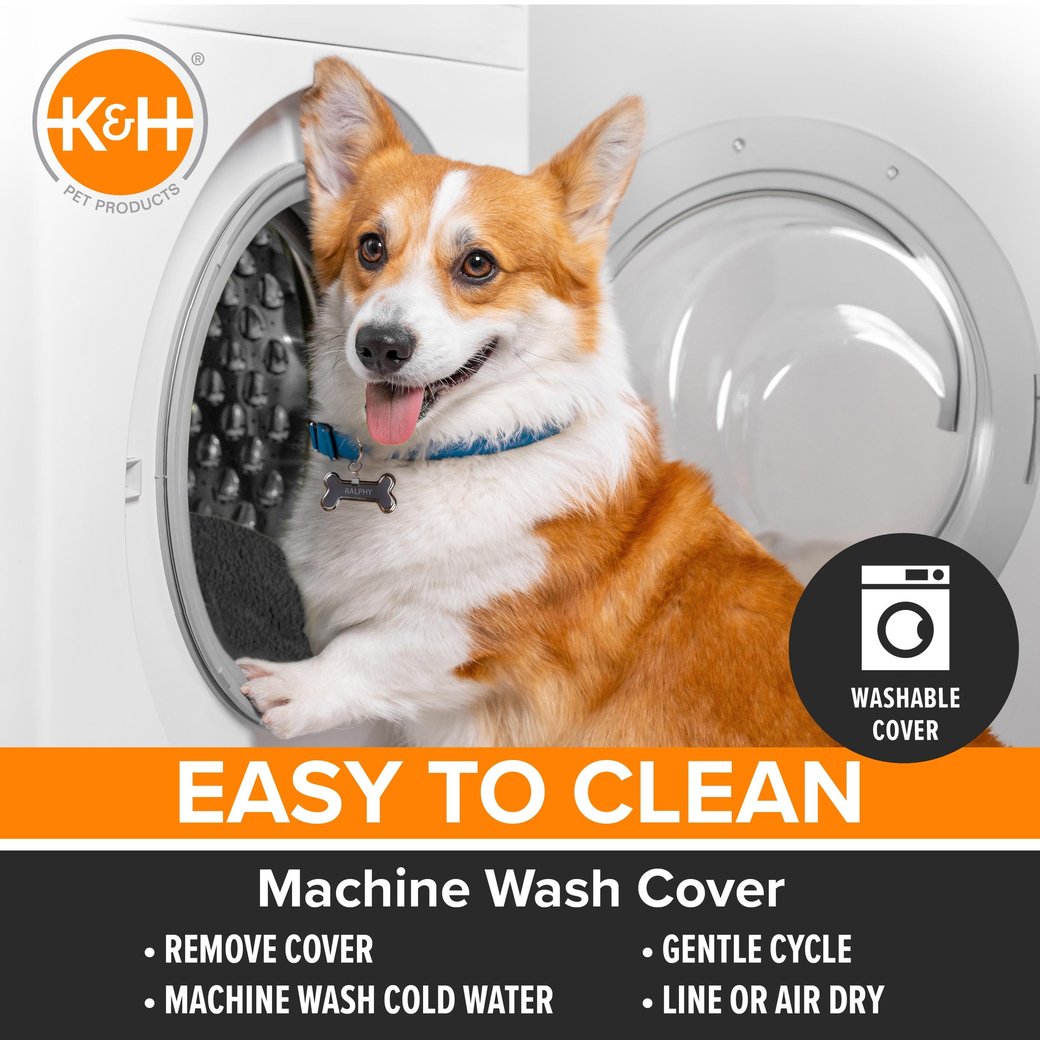 How to clean the K&H Lectro-Soft cover: remove, machine wash cold on gentle, line or air dry