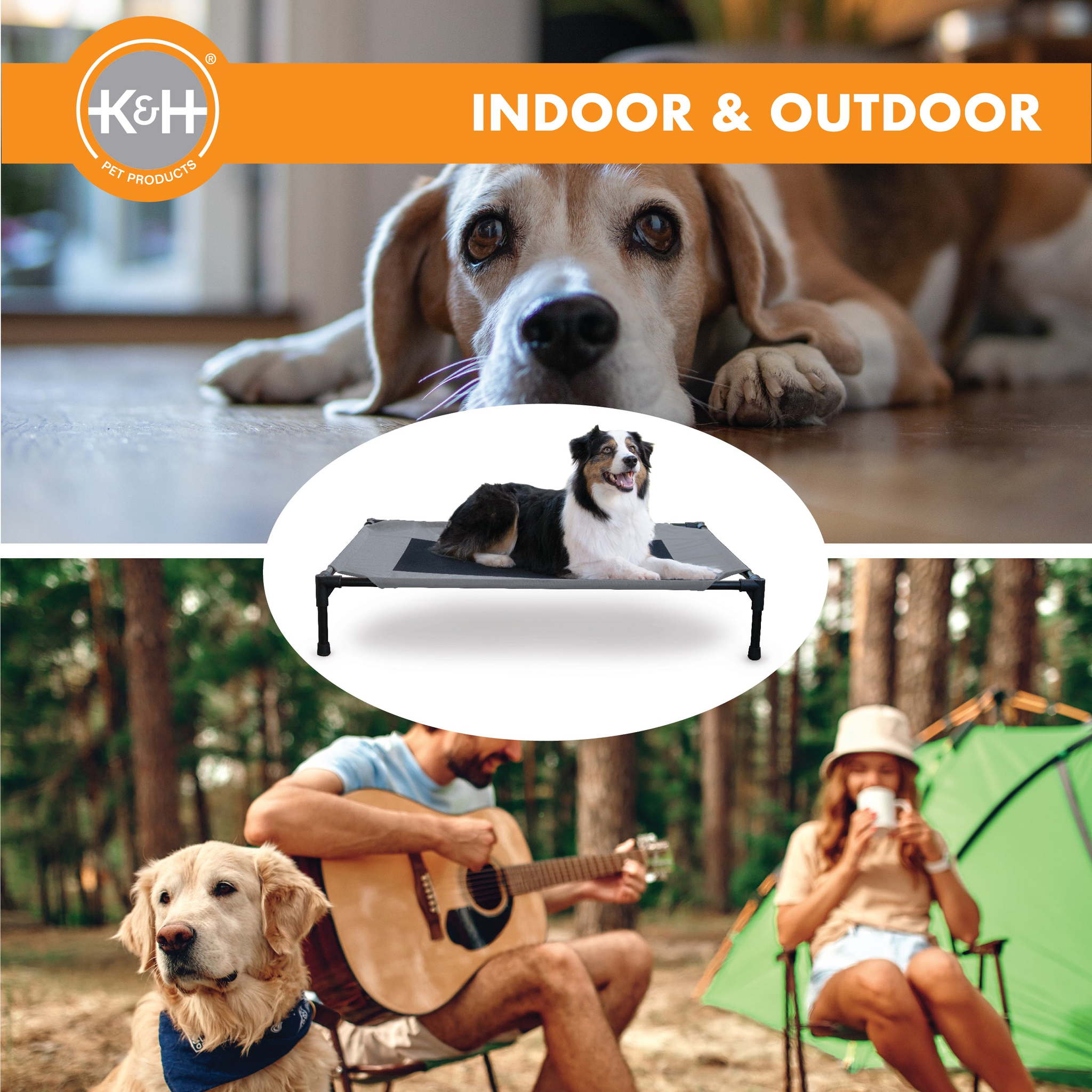 K&H Original Pet Cot used indoors and outdoors, at home and while camping