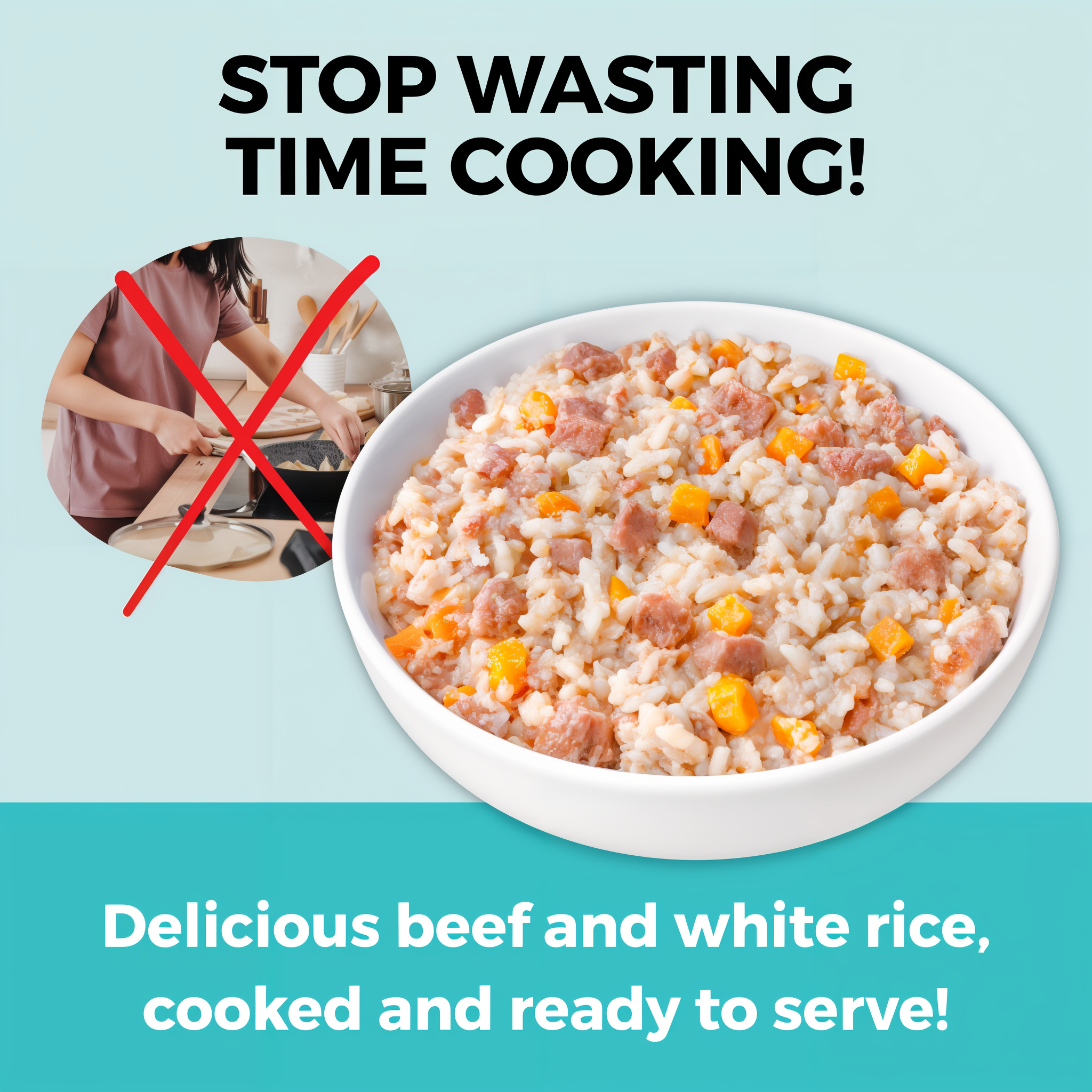 Bowl of KOHA Bland Diet beef and white rice for dogs, cooked and ready to serve with no home cooking needed
