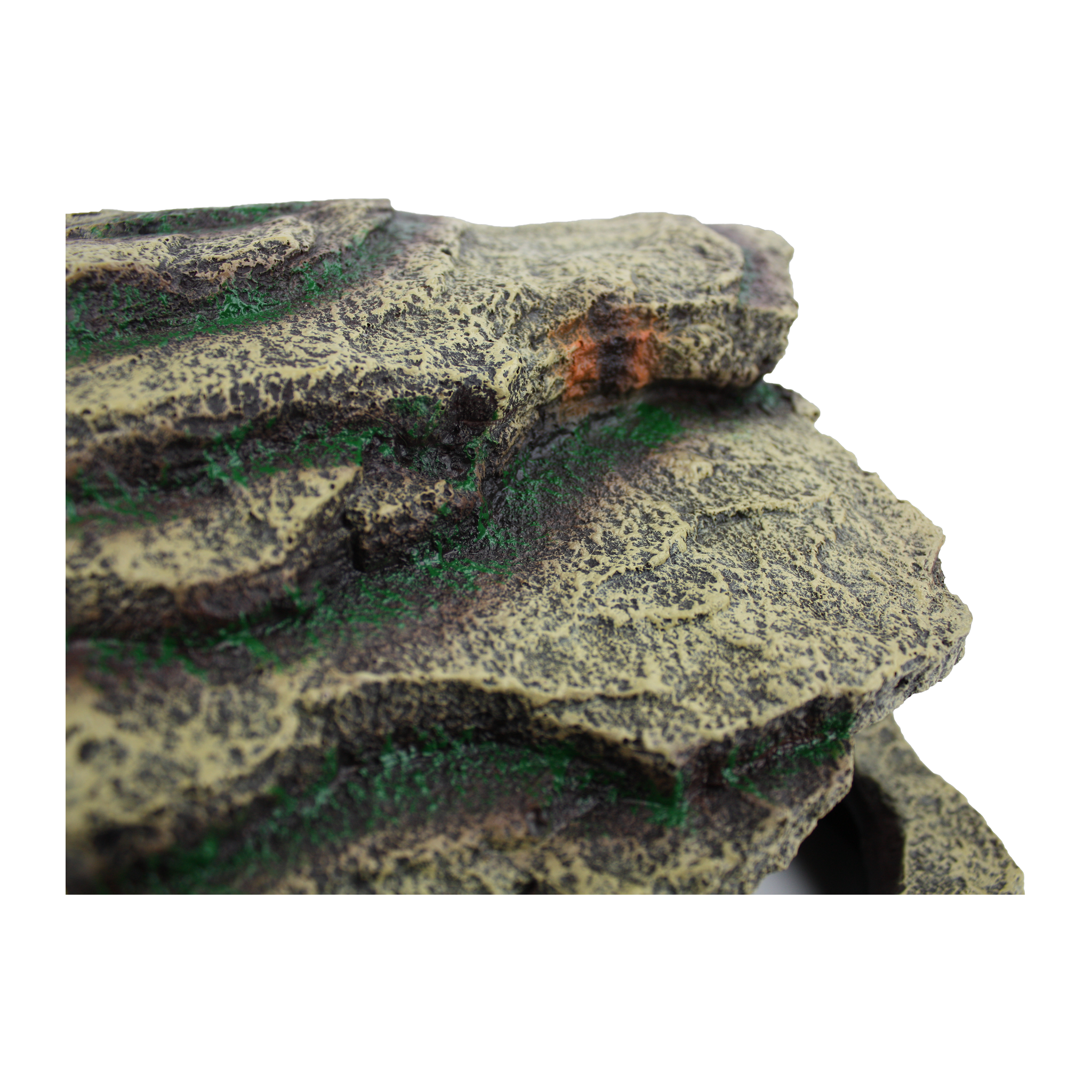 Close-up of the Komodo Corner Hut sculpted rock strata and hand-painted mineral banding