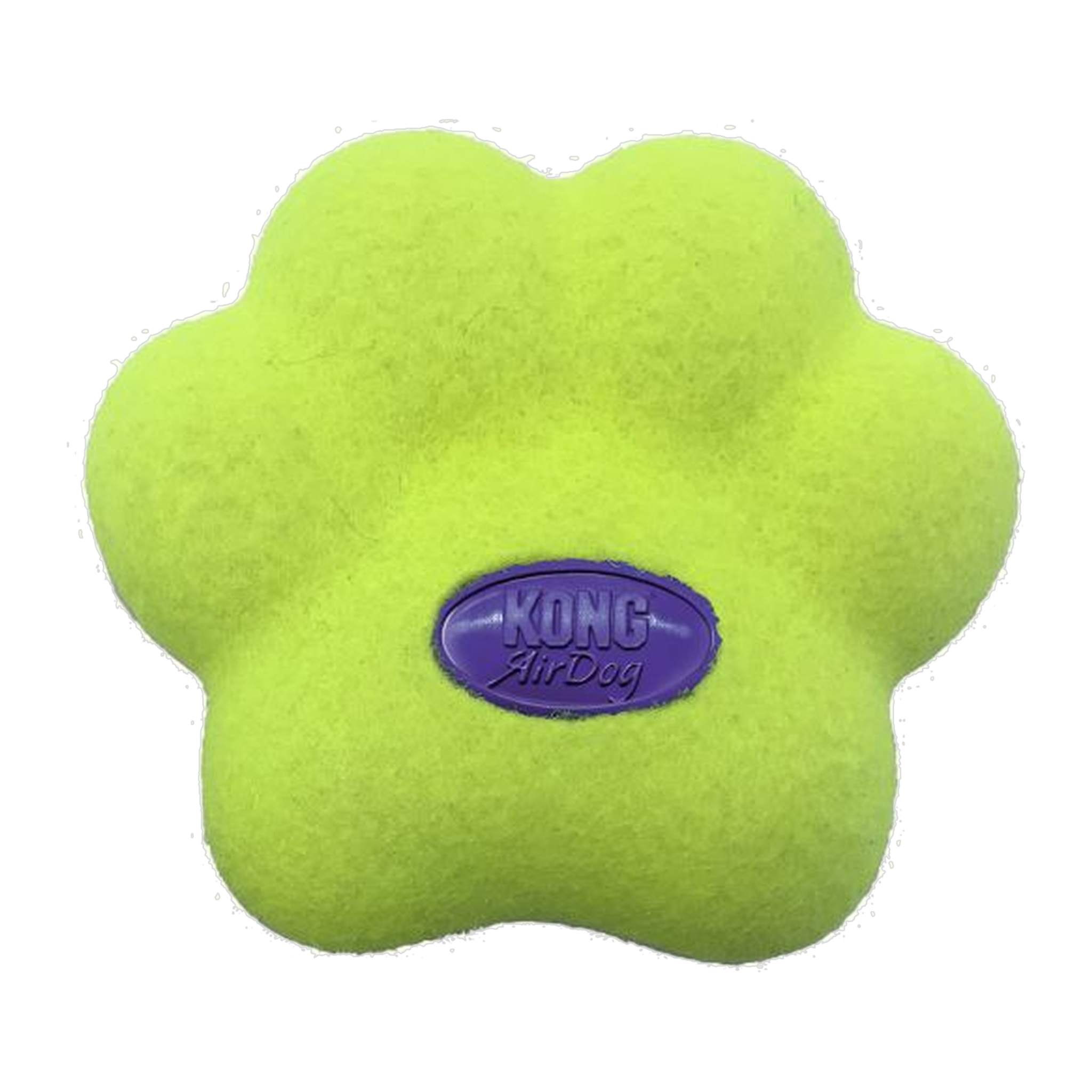 KONG AirDog Squeaker Paw dog toy, yellow paw-shaped tennis-ball fetch toy with squeaker #MEDIUM
