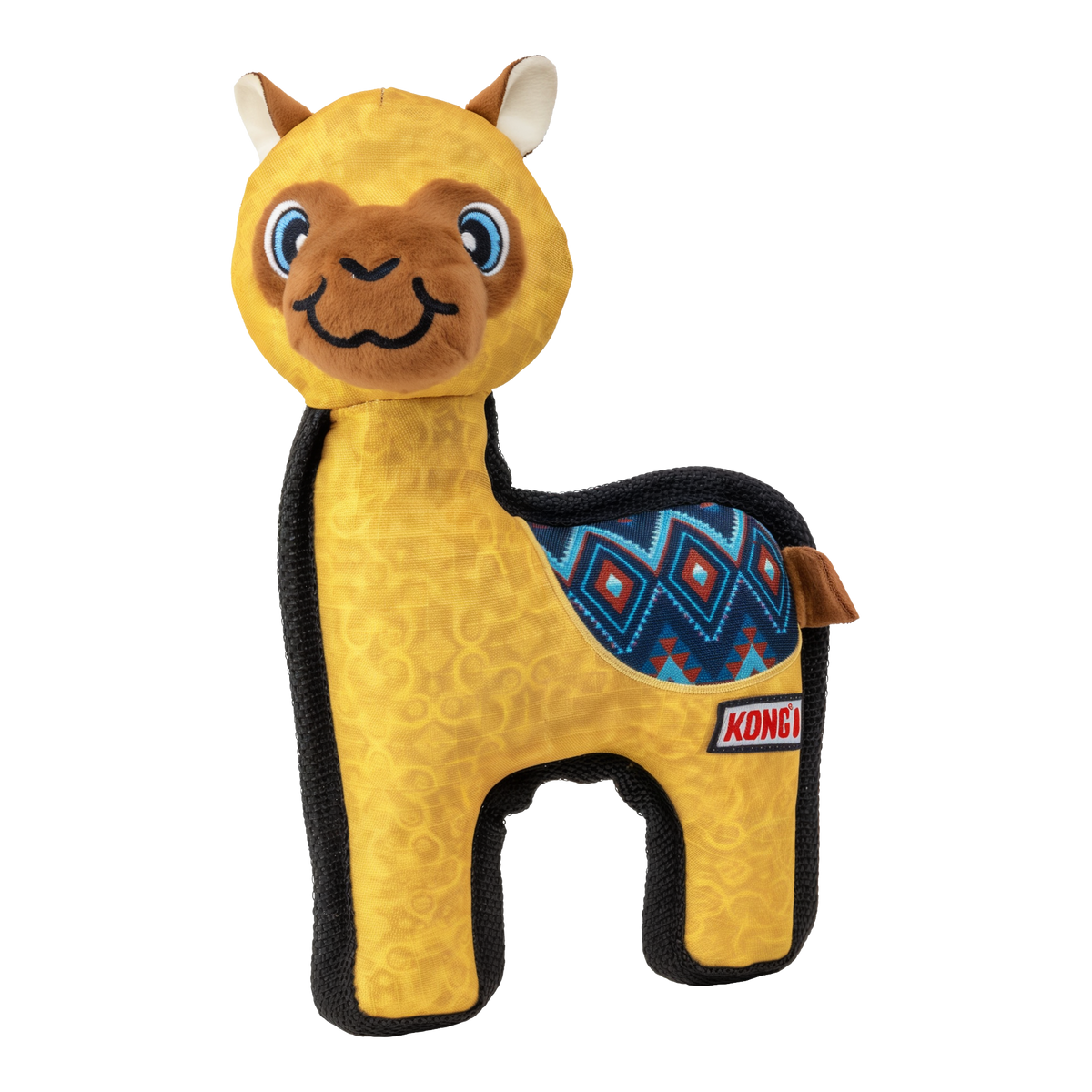 KONG Ballistic Llama dog toy, angled view showing the black ripstop binding