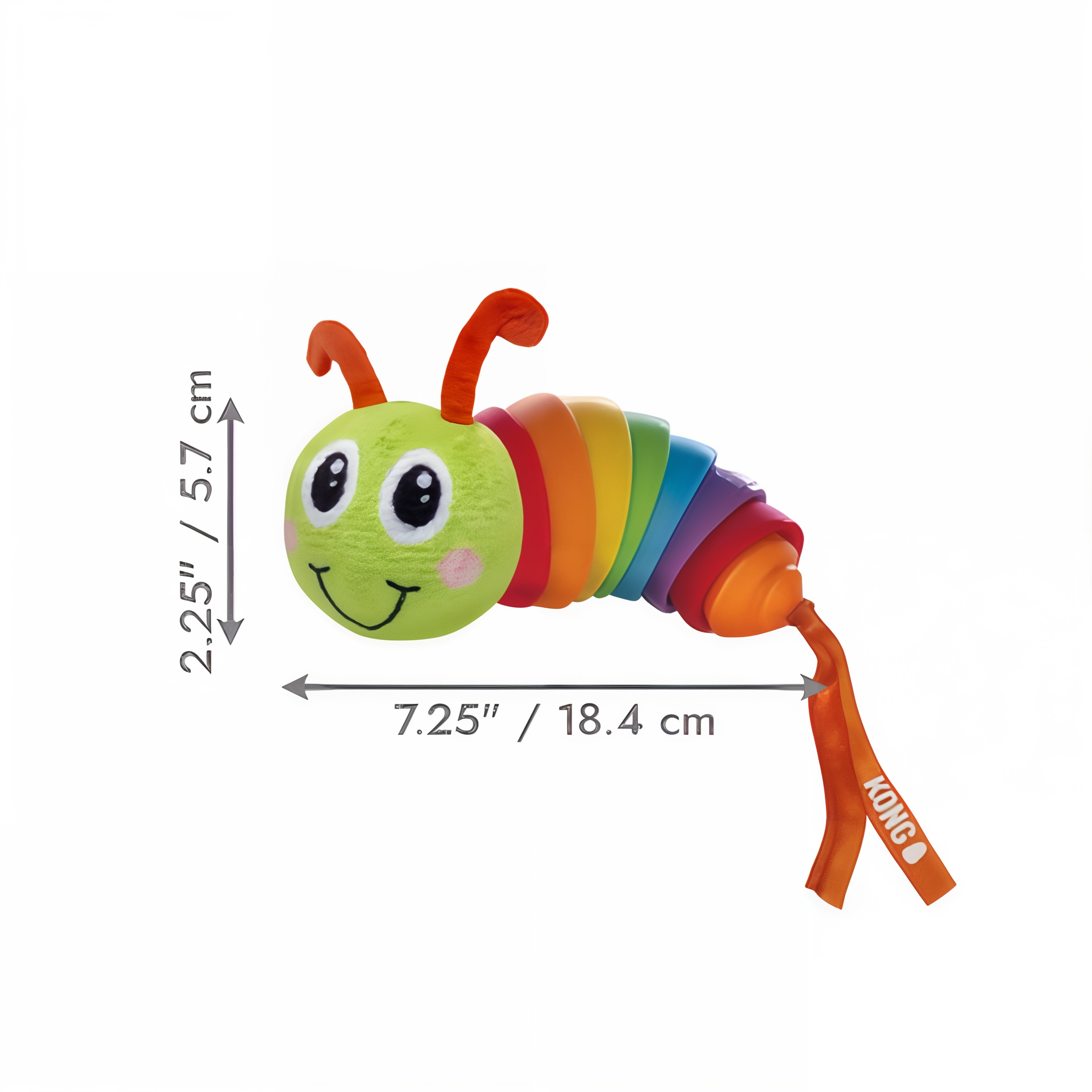 Clackz Caterpillar dimensions 7.25 inches long by 2.25 inches tall
