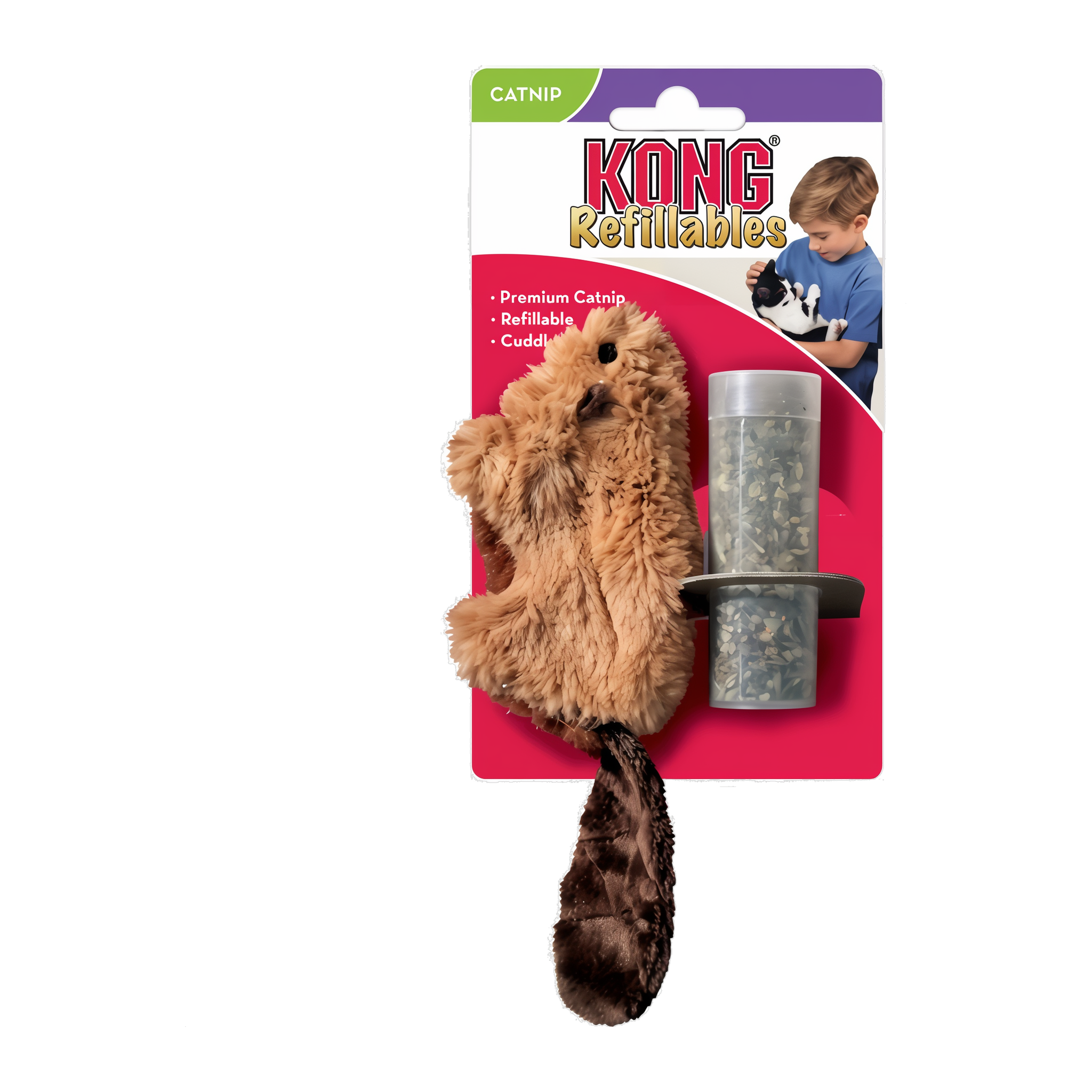 KONG Beaver Refillables Catnip Cat Toy with premium North American catnip vial #ONE SIZE