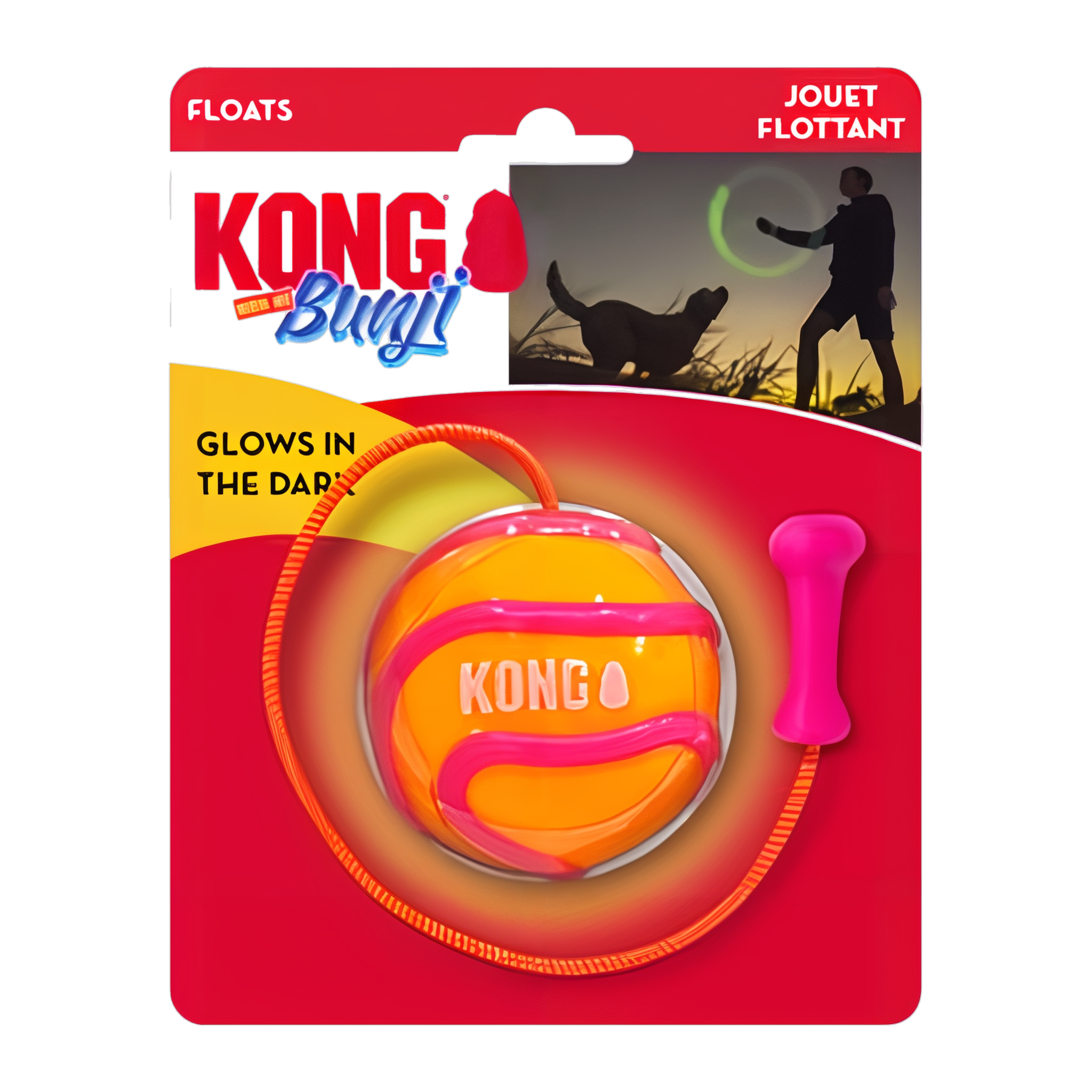 KONG Bunji High-Viz Ball retail packaging, orange