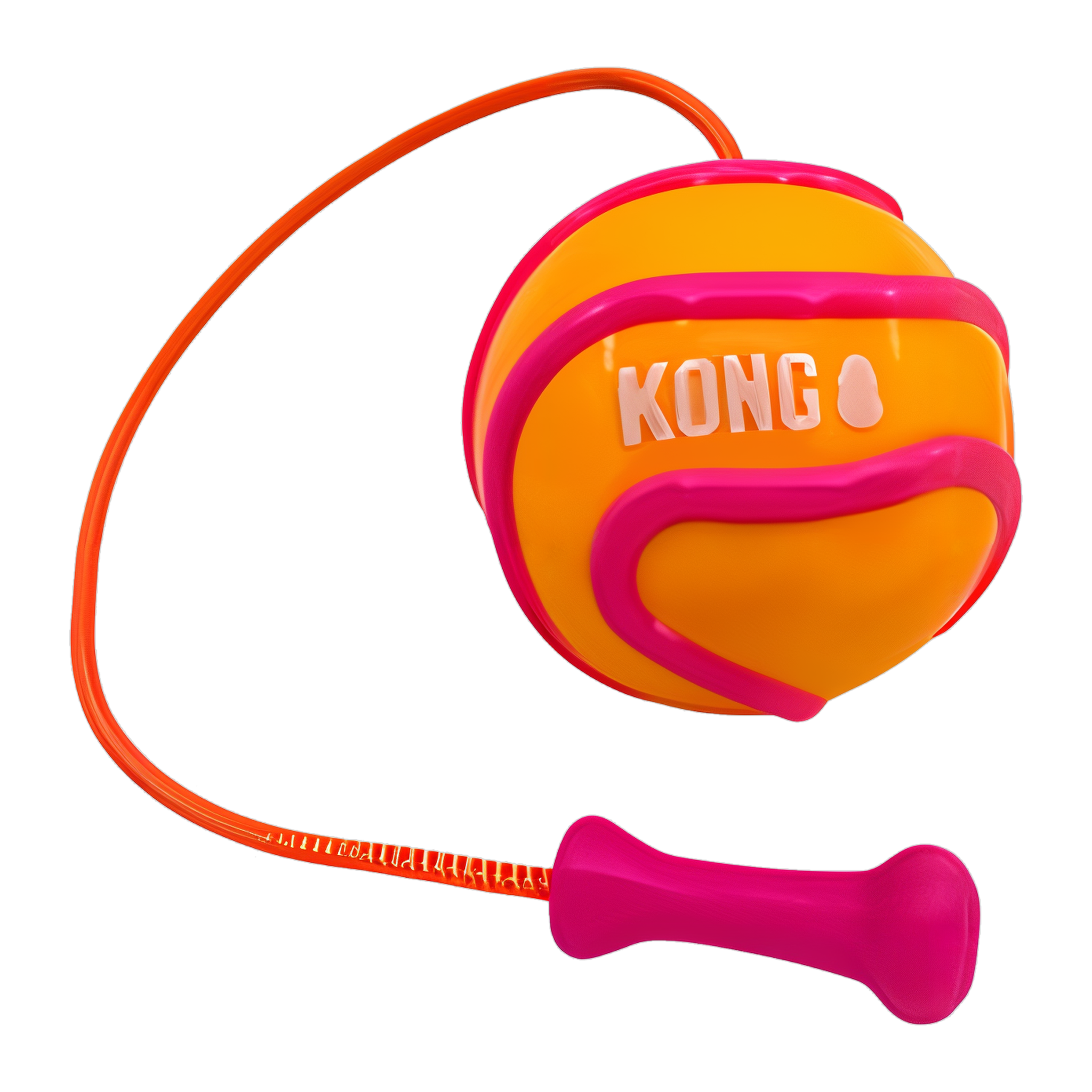 KONG Bunji High-Viz Ball dog toy, orange and pink colorway