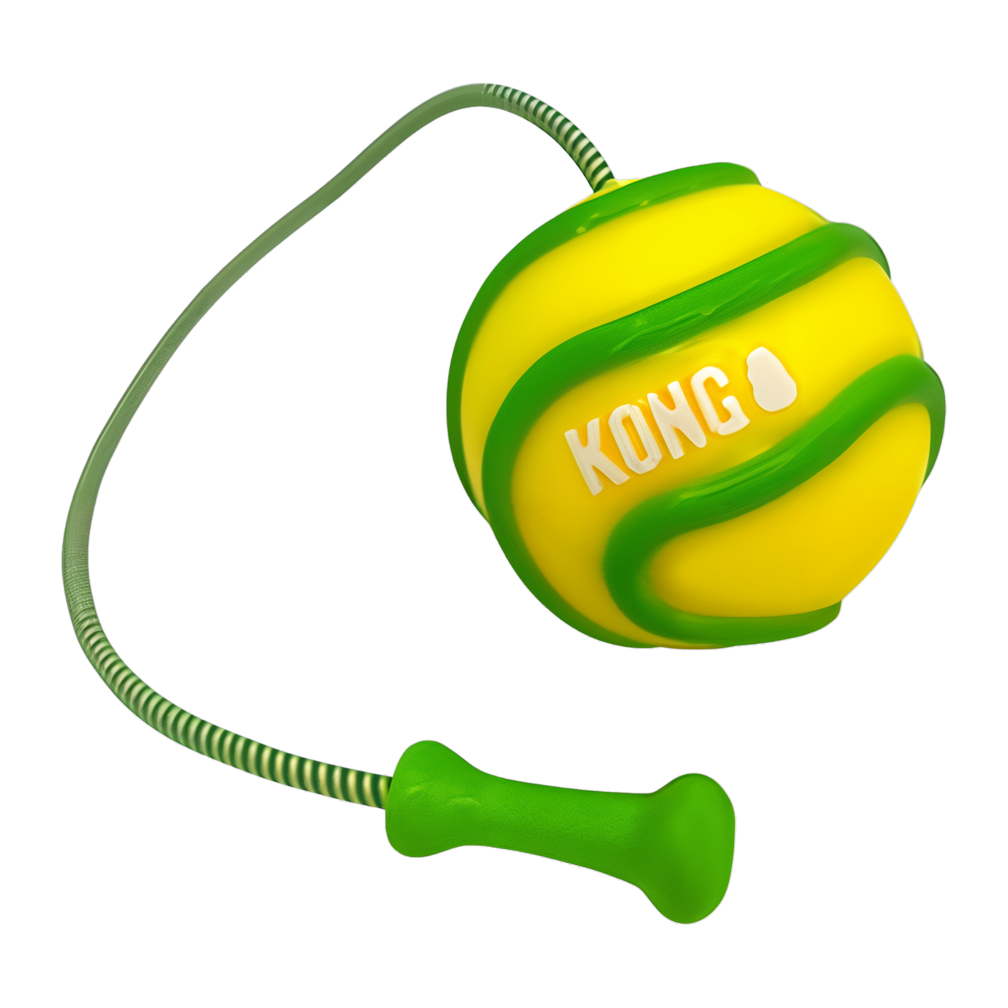 KONG Bunji High-Viz Ball dog toy, yellow and green colorway