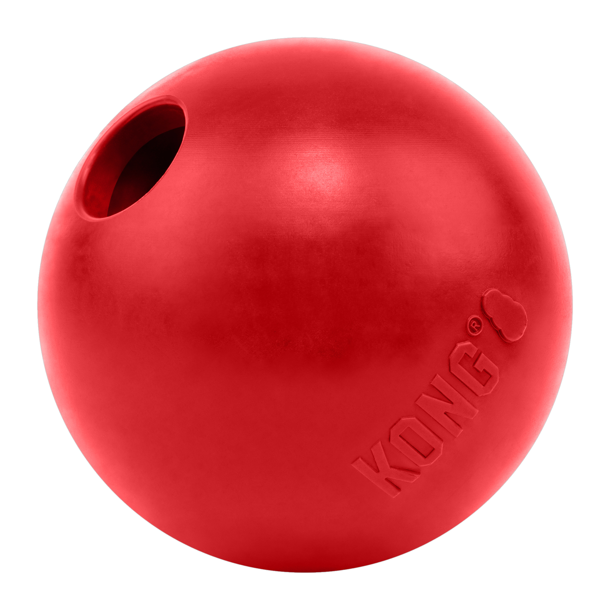 KONG Classic Ball natural rubber fetch toy with center hole