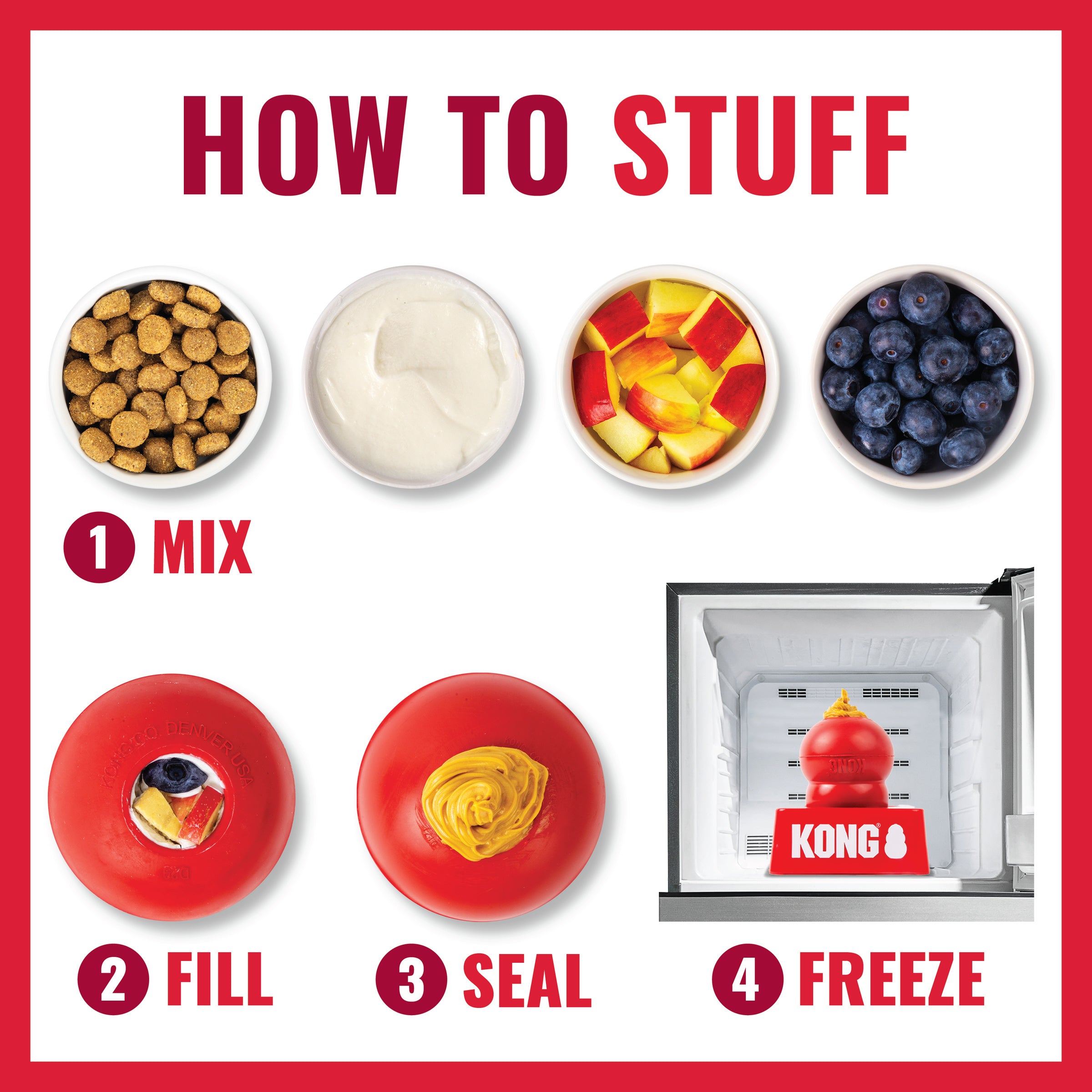 How to stuff a KONG Classic: mix, fill, seal and freeze