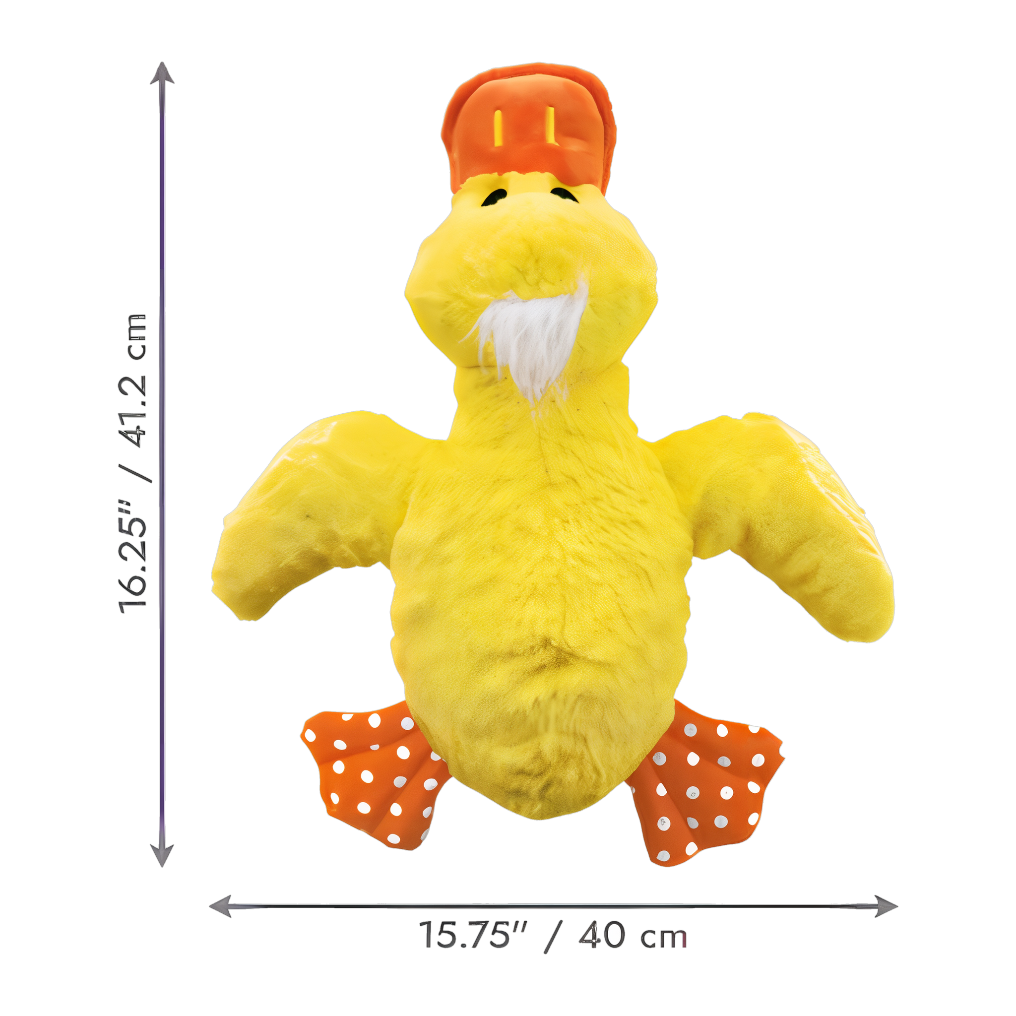 KONG Comfort Jumbo Duck Dog Toy dimensions 15.75 by 16.25 inches