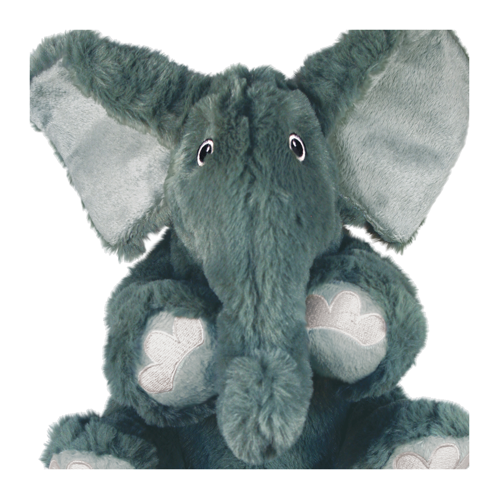 Close-up of the KONG Comfort Kiddos Elephant plush face and soft fabric
