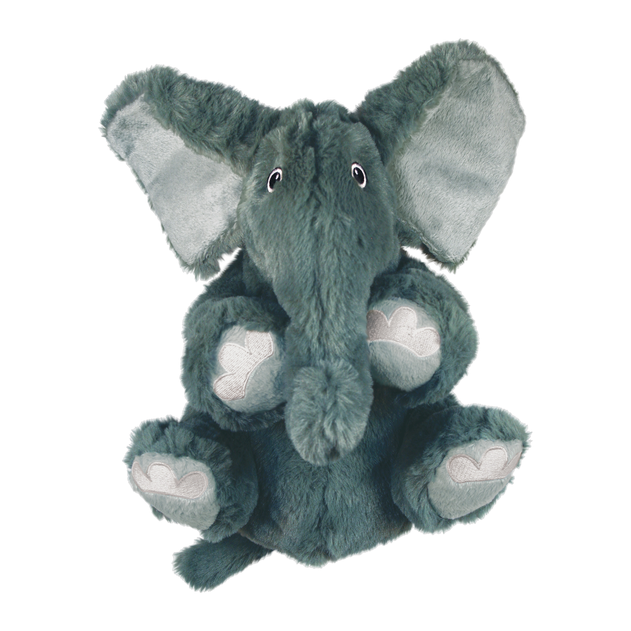 KONG Comfort Kiddos Jumbo Elephant plush dog toy, seated front view #JUMBO