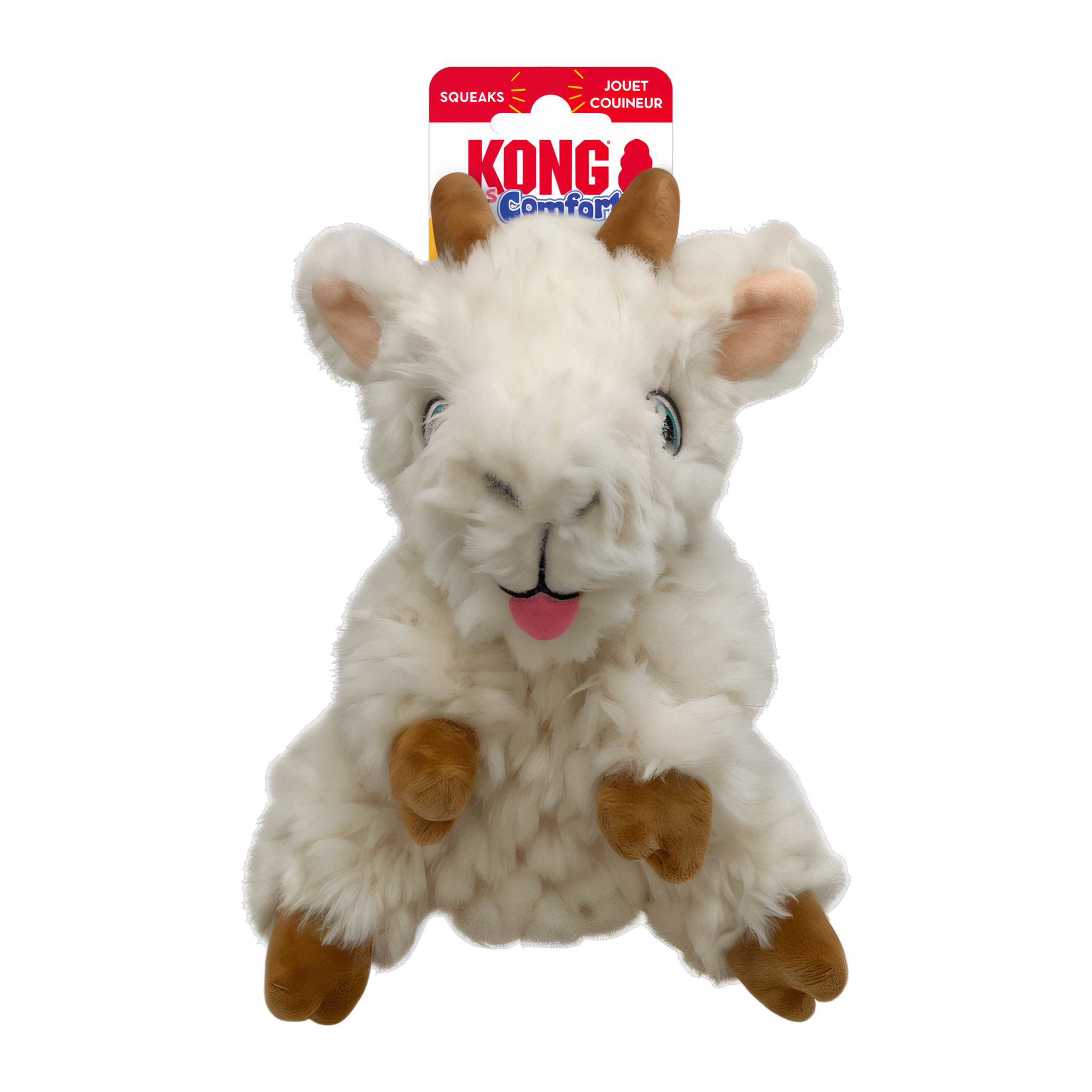 KONG Comfort Tykes Goat plush dog toy with removable squeaker, small #SMALL