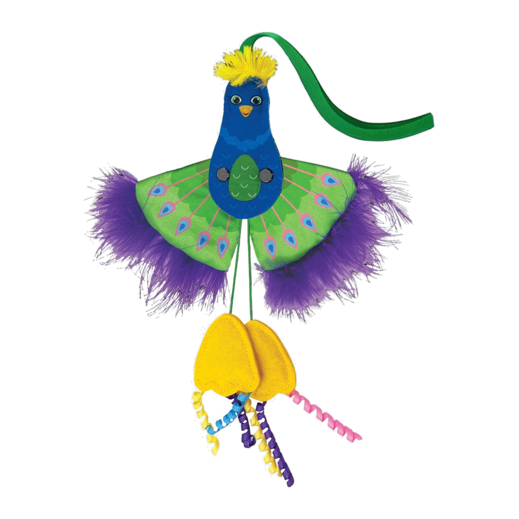 KONG Connects Peacock cat toy with flapping wings, purple feathers and catnip feet #ONE SIZE