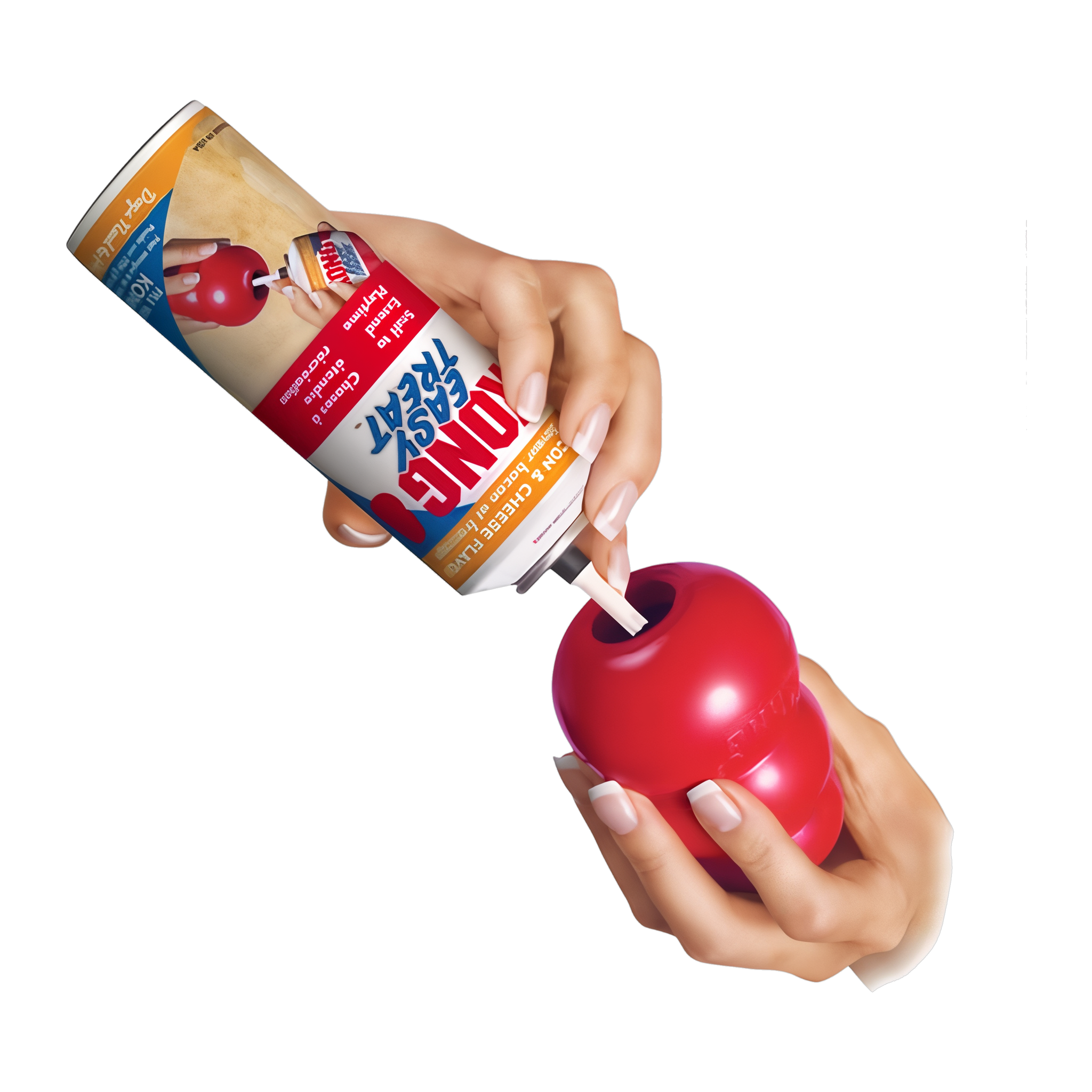 Dispensing KONG Easy Treat into a KONG Classic dog toy