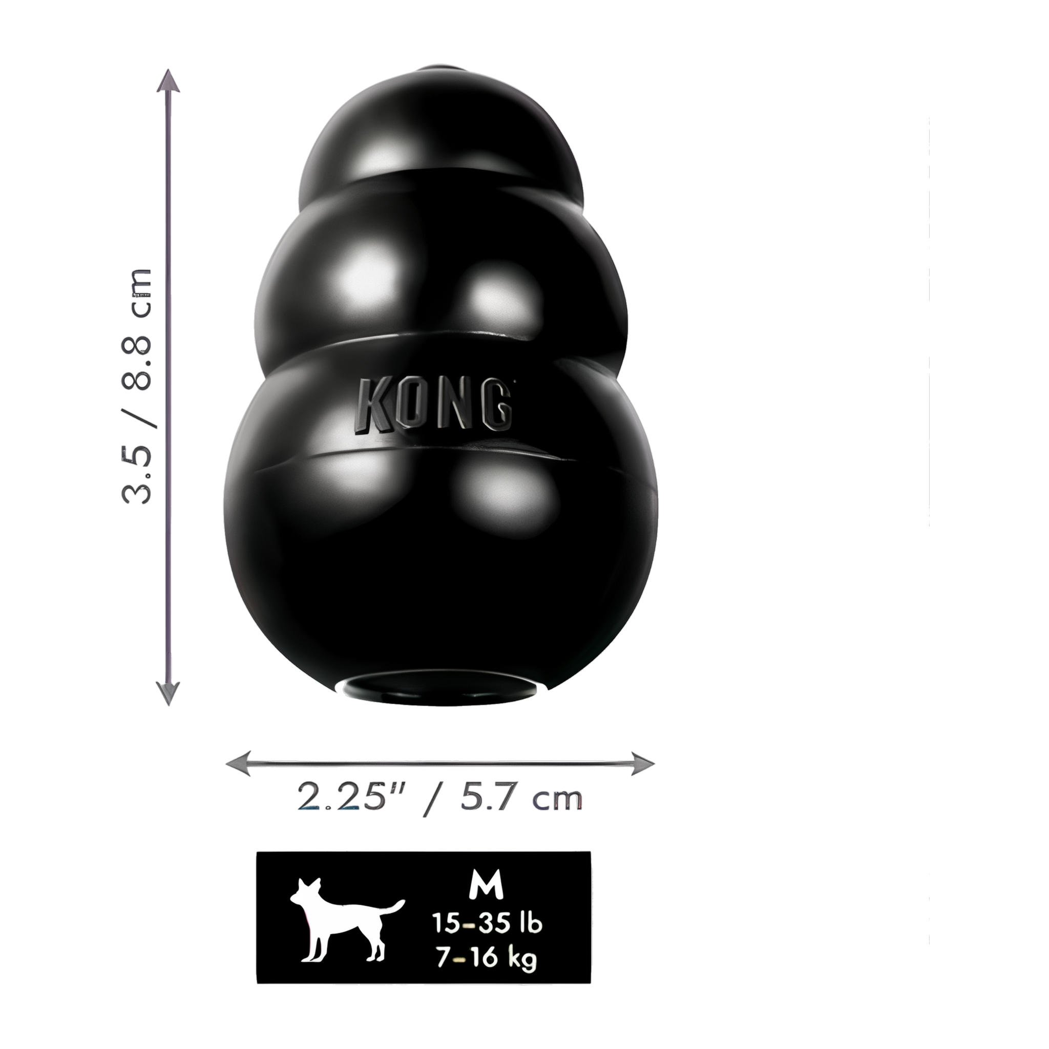 KONG Extreme dog toy Medium size dimensions, for dogs 15-35 lb