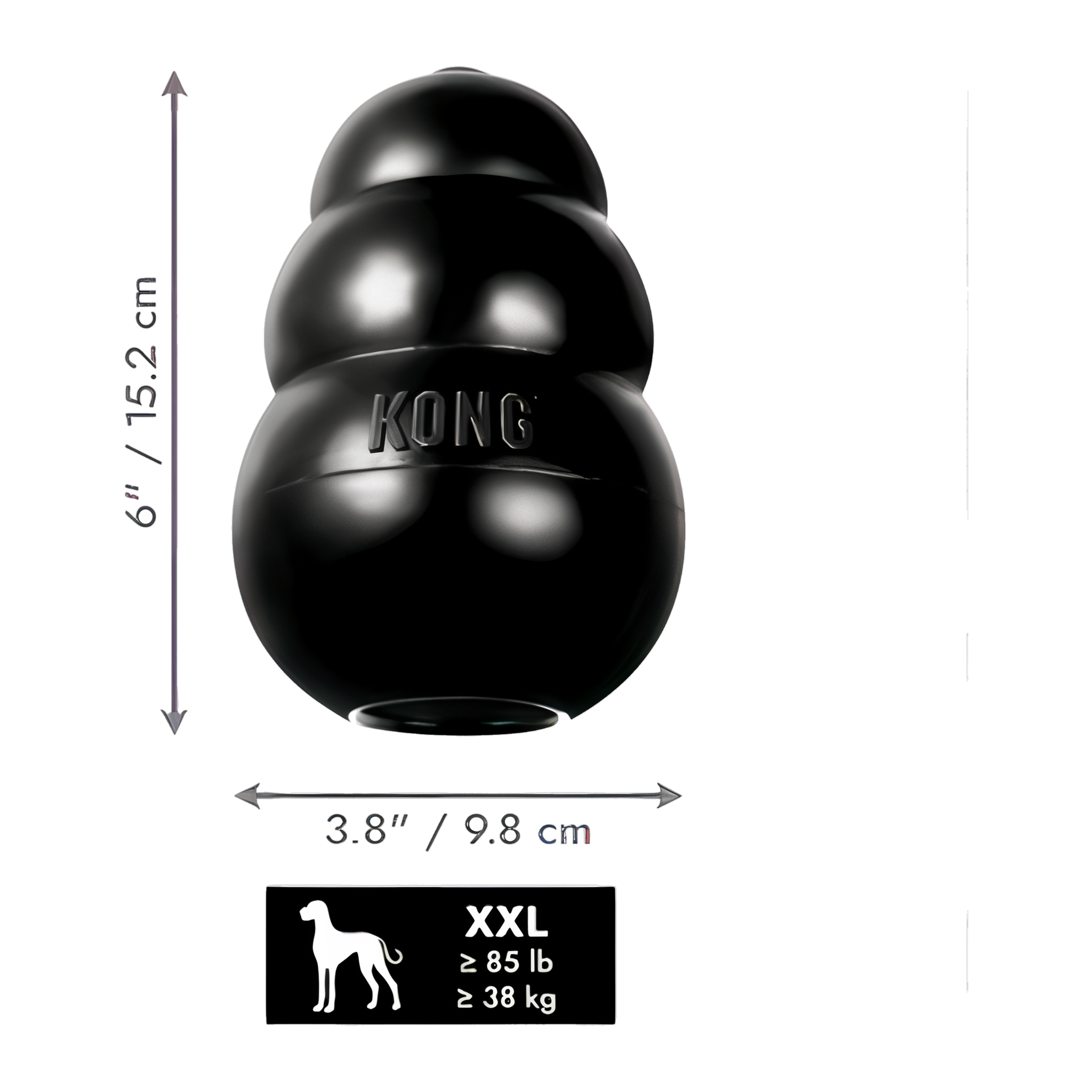 KONG Extreme dog toy XXL size dimensions, for dogs 85 lb and up