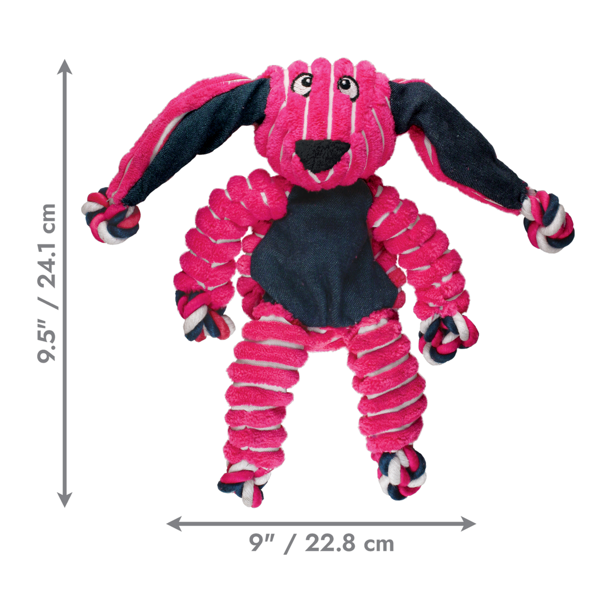 KONG Floppy Knots Bunny Small dimensions 9.5 by 9 inches
