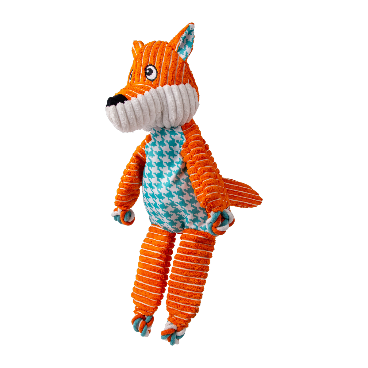 KONG Floppy Knots Fox XL plush dog toy, side view