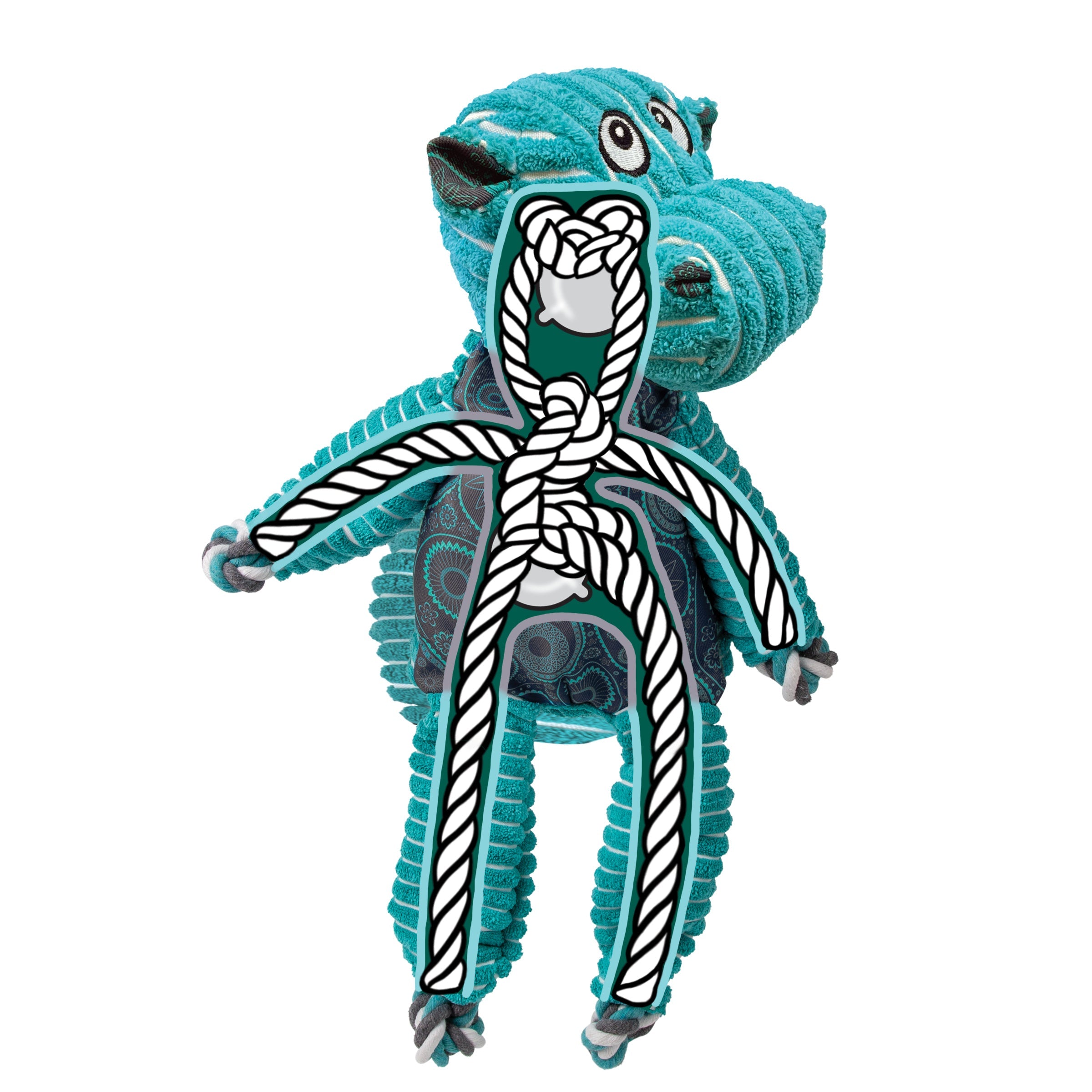 Internal knotted rope skeleton of the KONG Floppy Knots Hippo