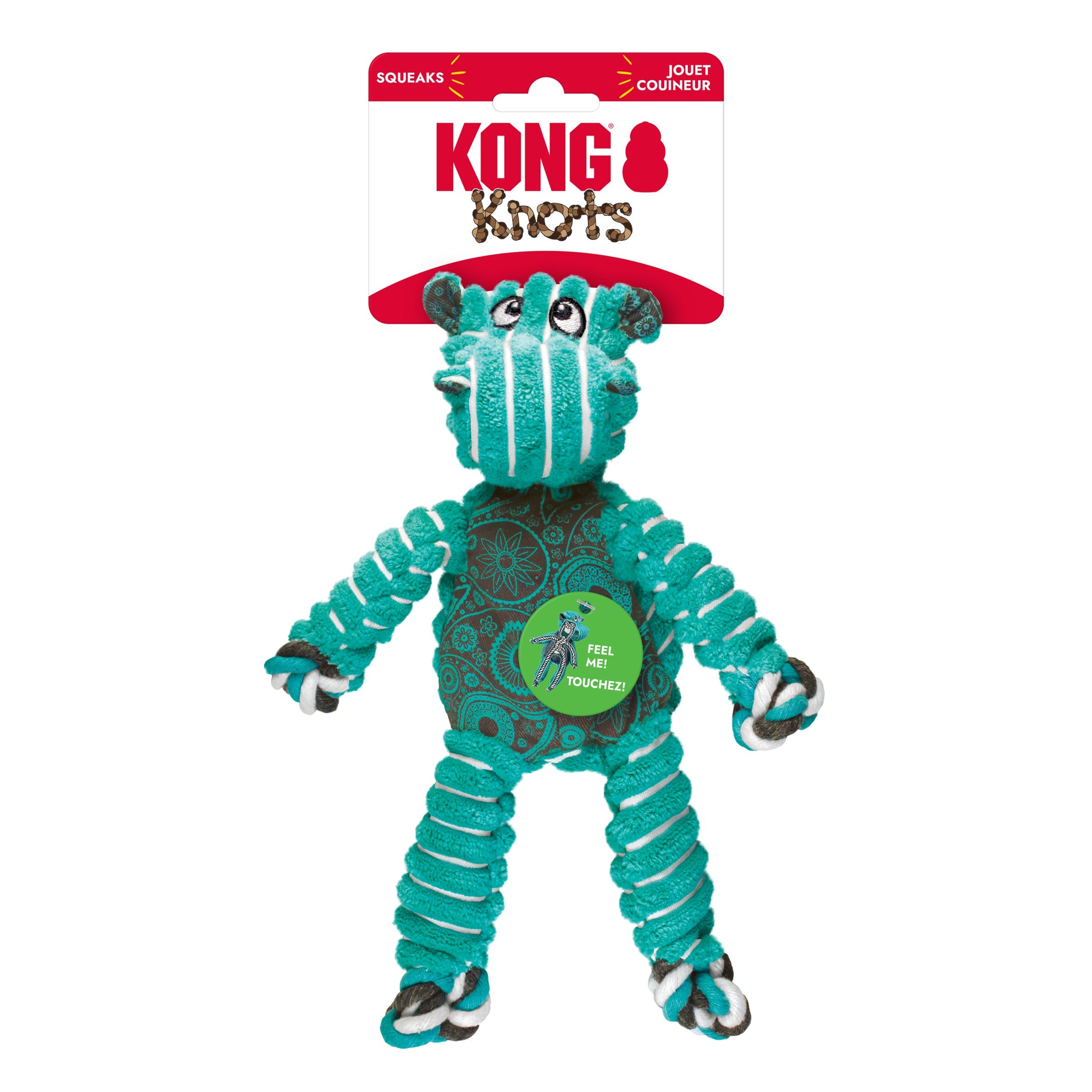 KONG Floppy Knots Hippo small on Knots header card packaging