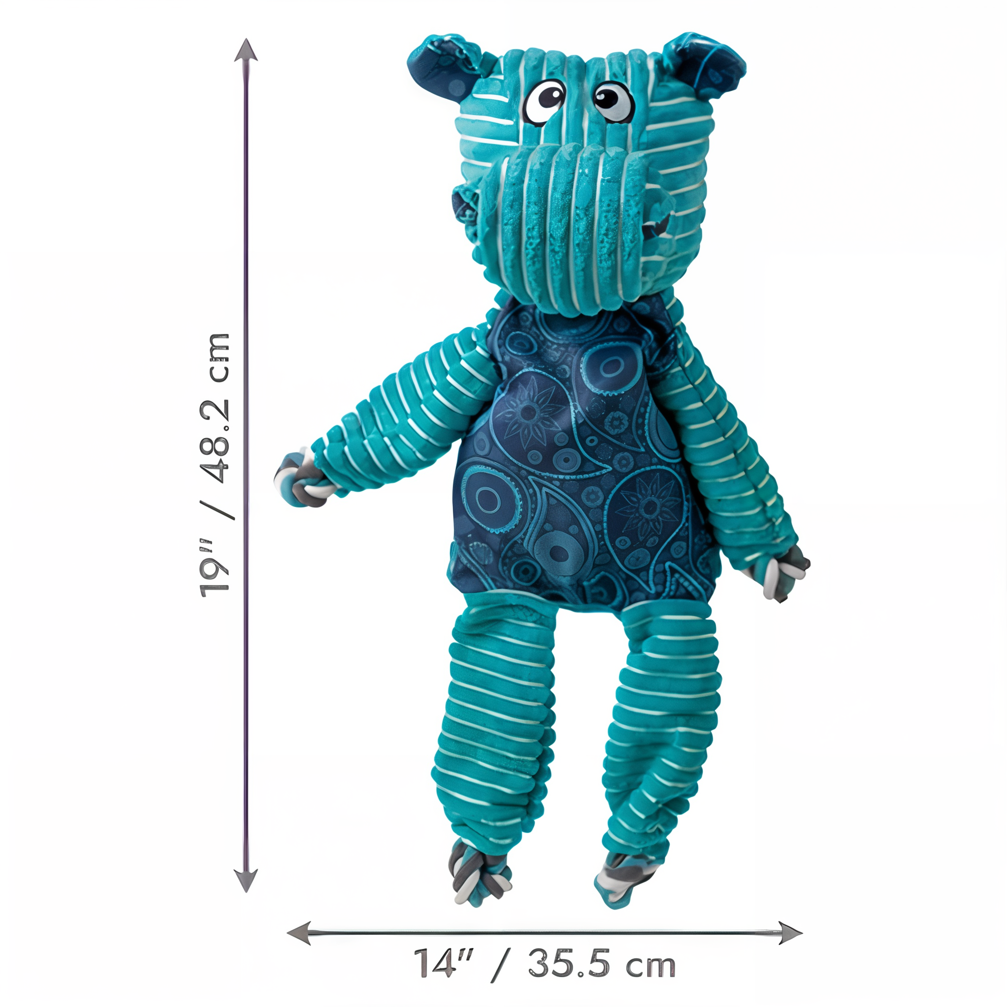 KONG Floppy Knots Hippo x-large size dimensions 19 by 14 inches