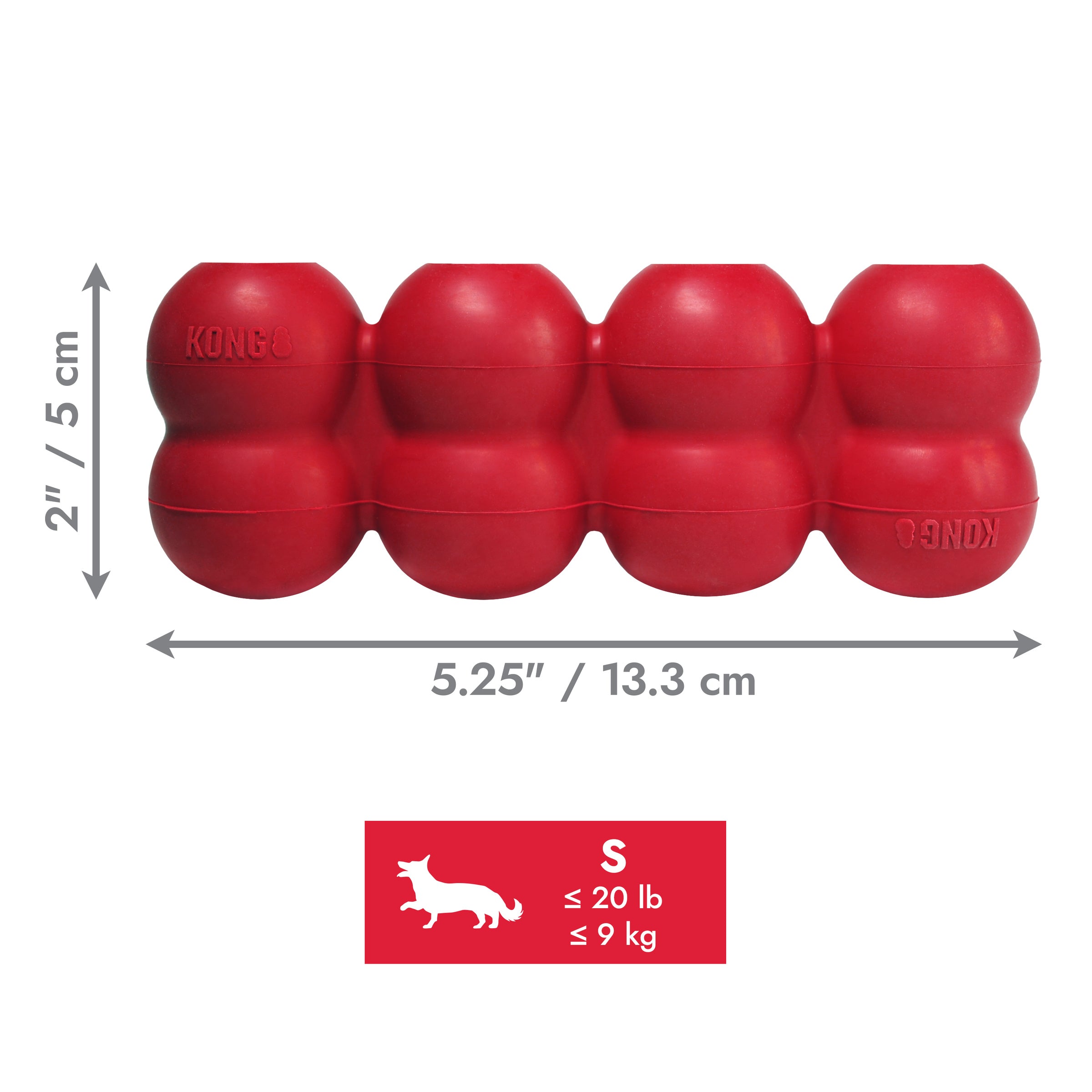 KONG Goodie Ribbon Small dimensions 5.25 x 1.25 x 2 inches for dogs up to 20 lb