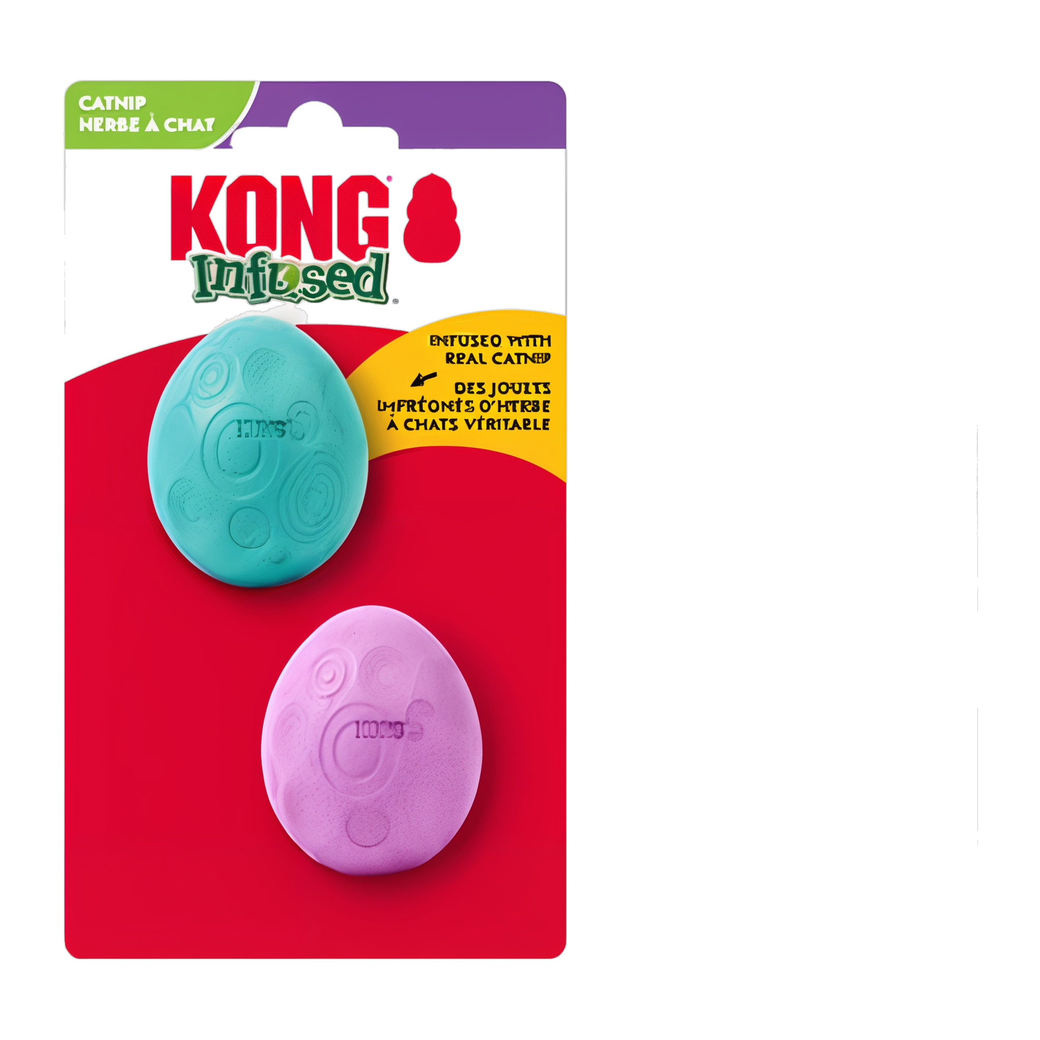 KONG Infused Catnip Egg 2-pack retail package with real catnip