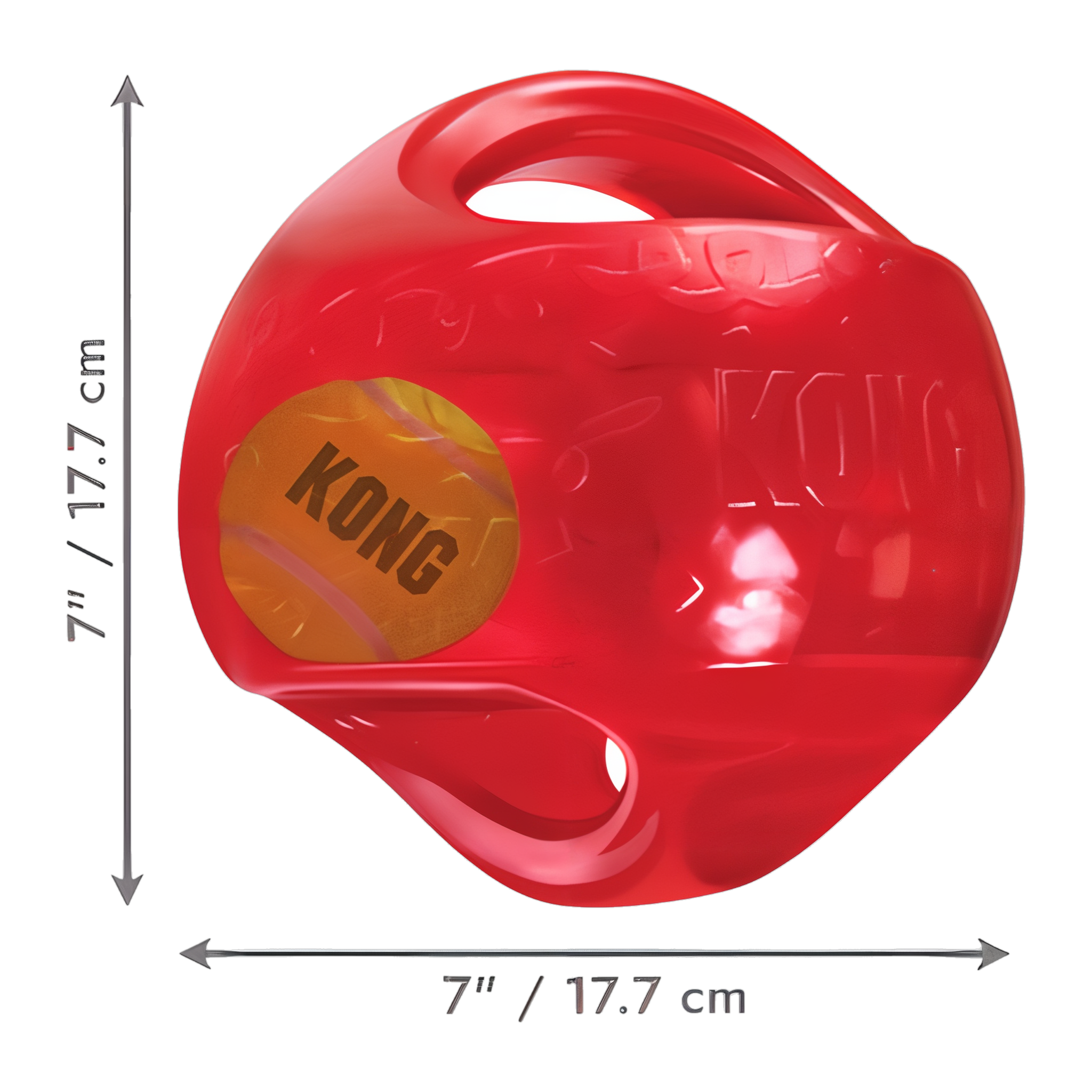 KONG Jumbler Ball Large/X-Large measures 7 inches in diameter