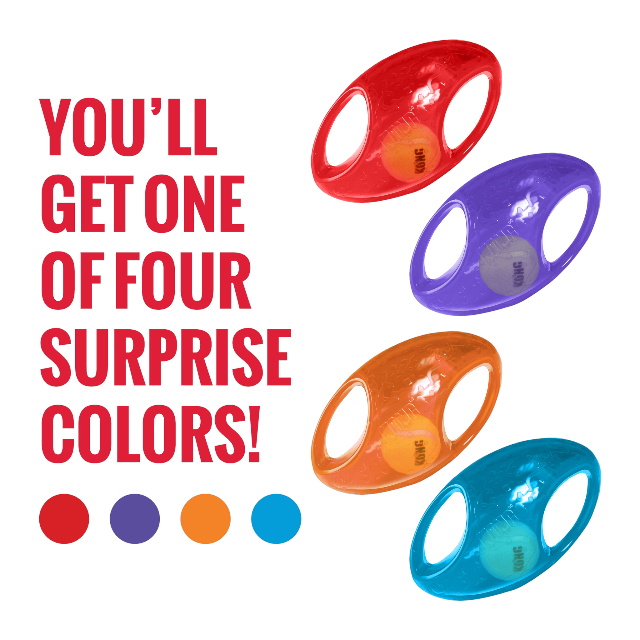 KONG Jumbler Football ships in one of four assorted colors