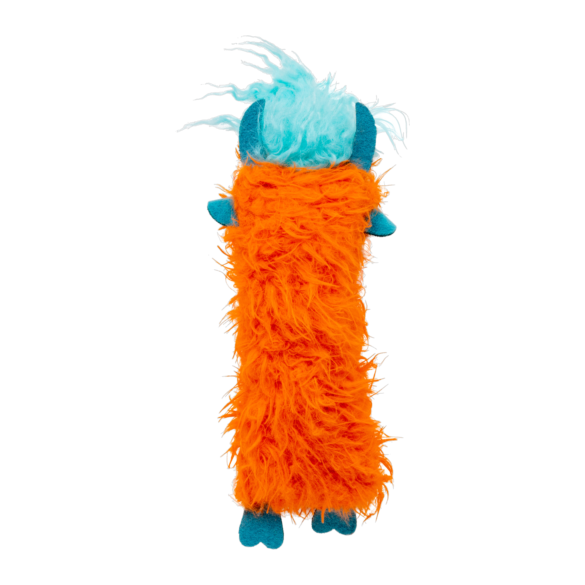 KONG Kickeroo Highland Cow cat toy, orange, back view