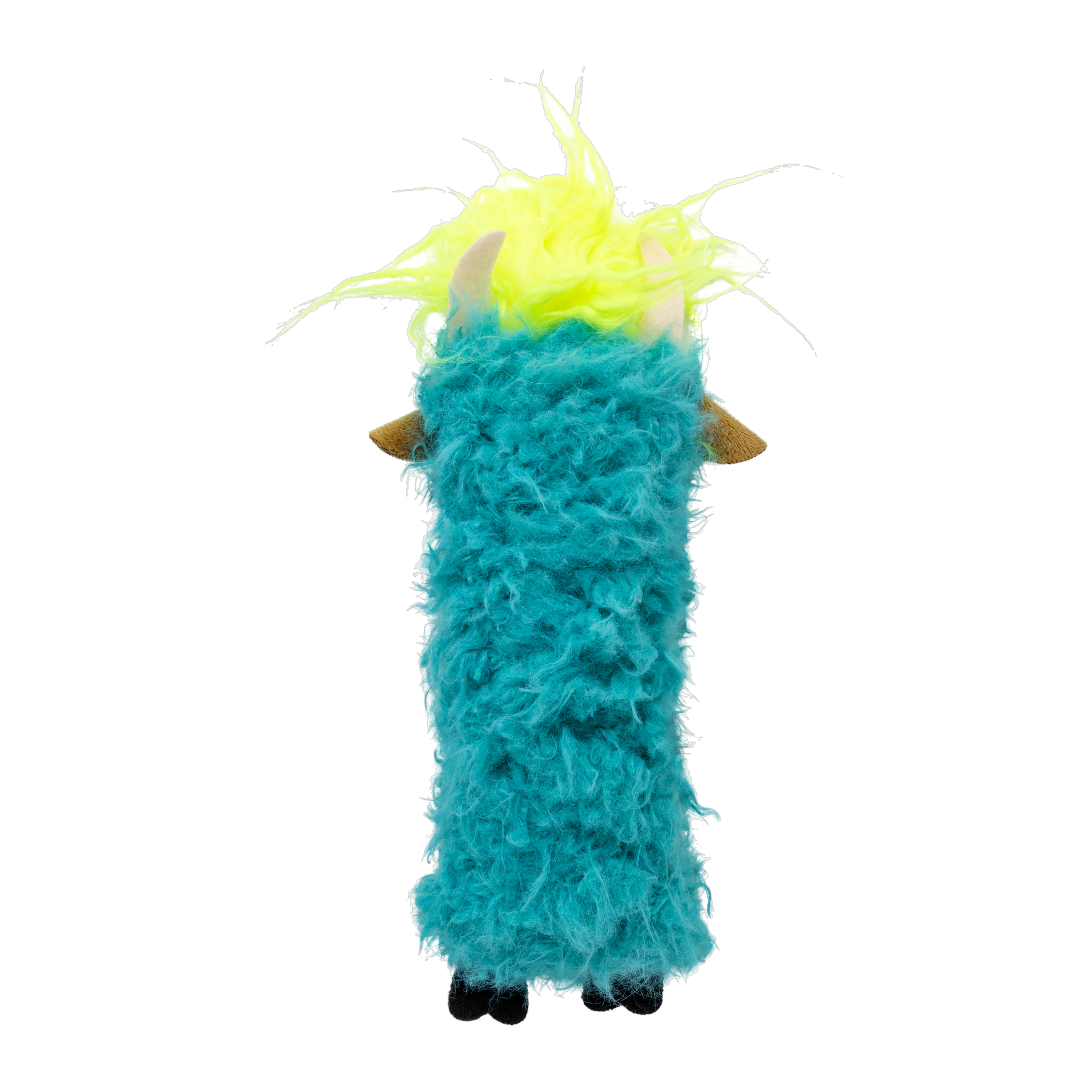 KONG Kickeroo Highland Cow cat toy, teal, back view