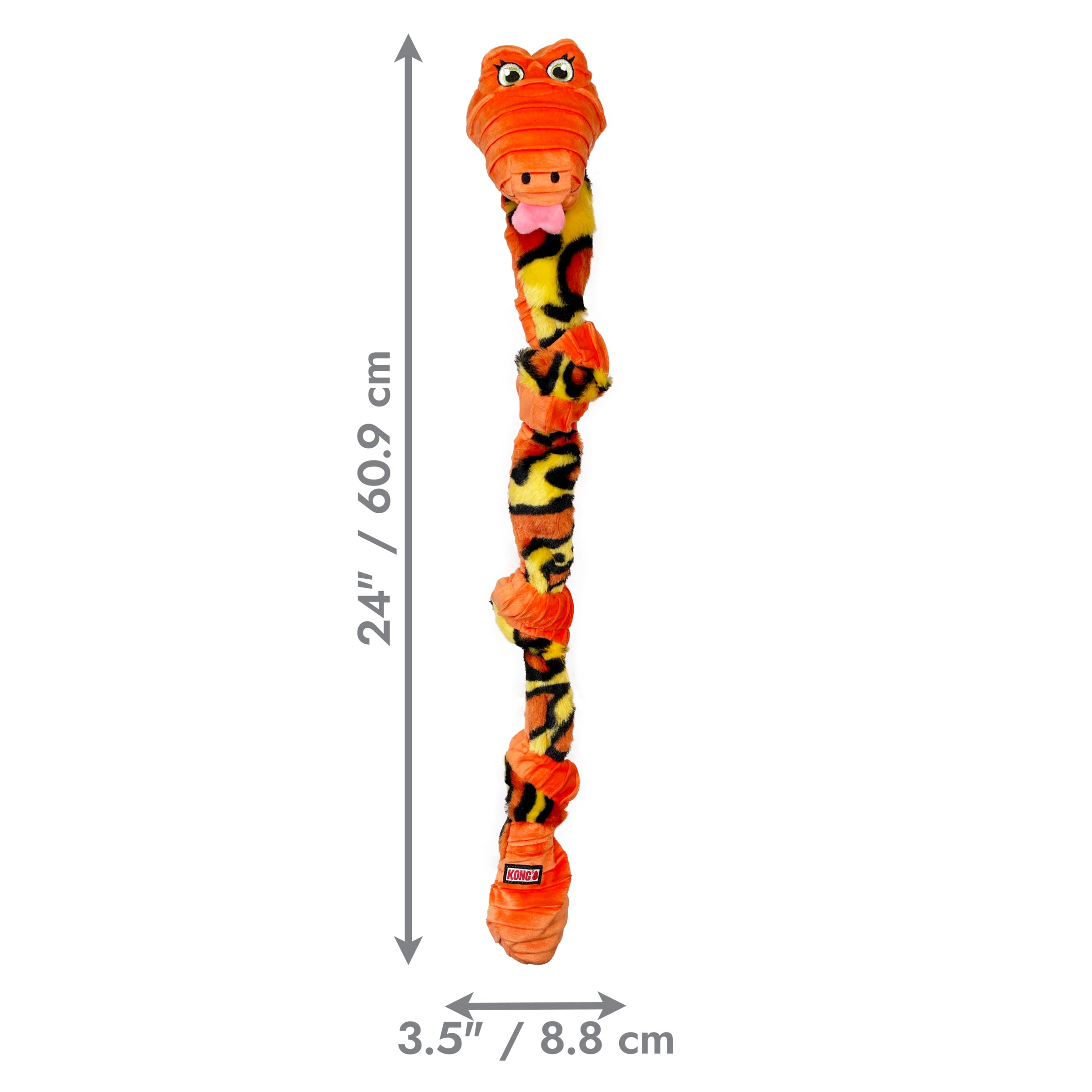 KONG Knots Snake dimensions: 24 inches long by 3.5 inches wide
