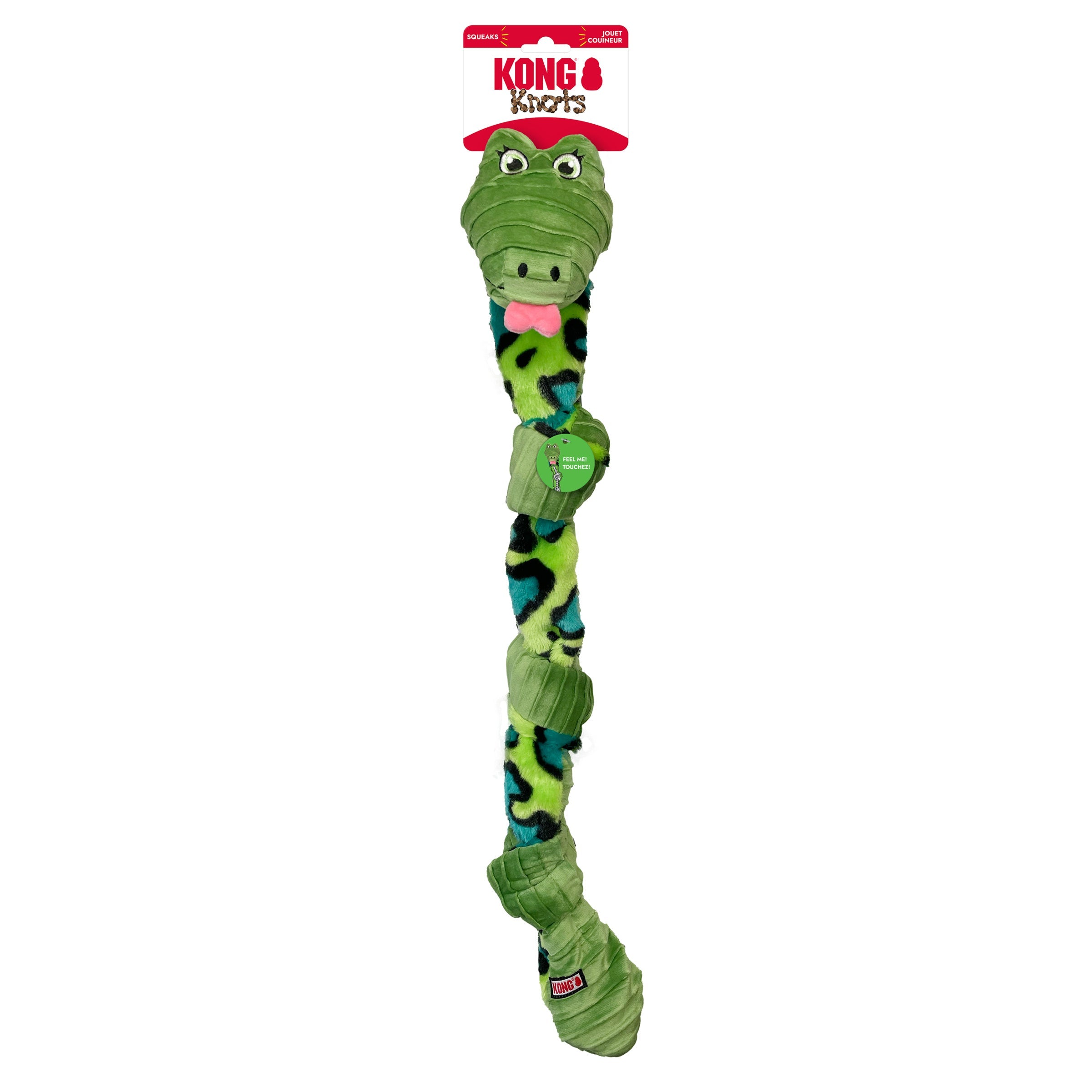 KONG Knots Snake in green with KONG Knots packaging header card
