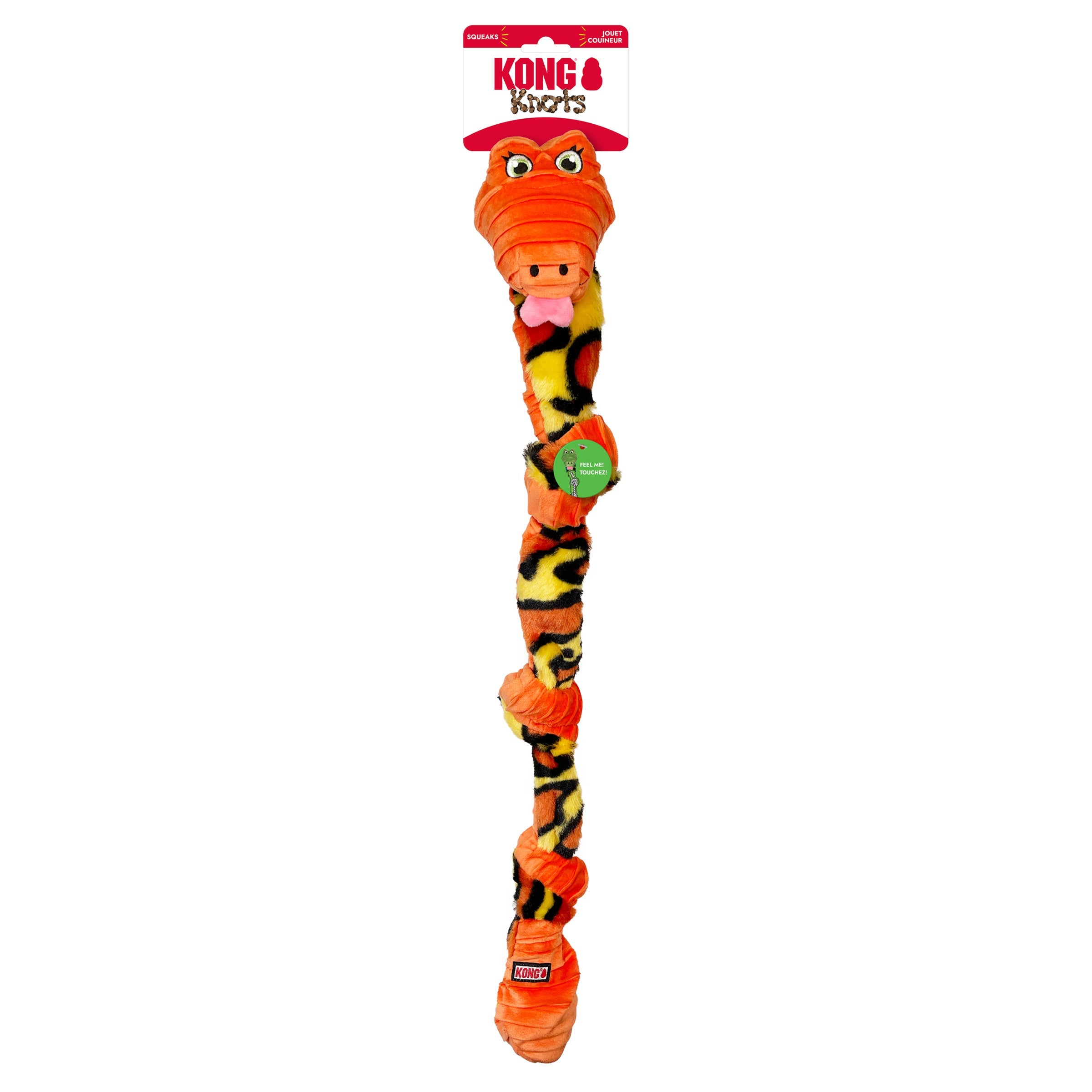 KONG Knots Snake in orange with KONG Knots packaging header card