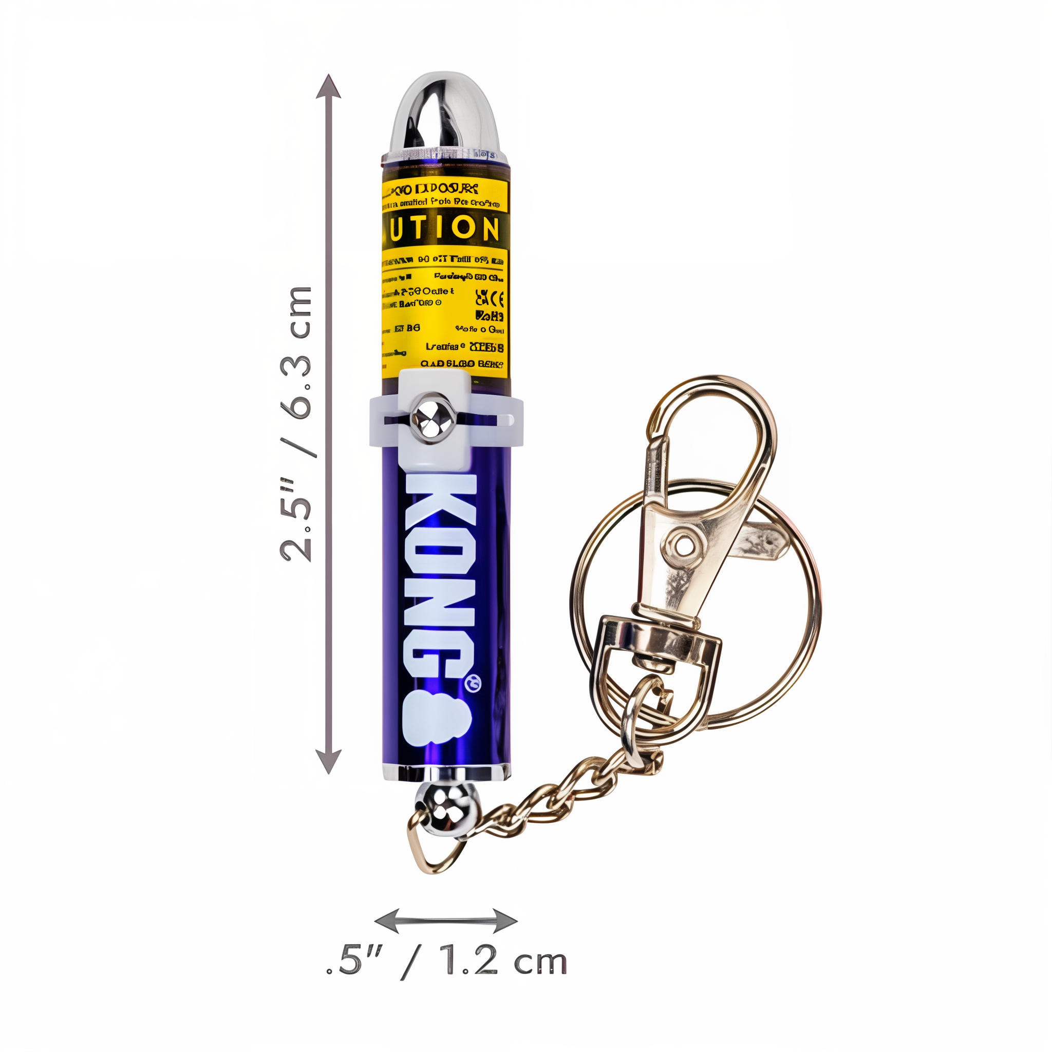 KONG Laser Pointer with caution label and dimensions