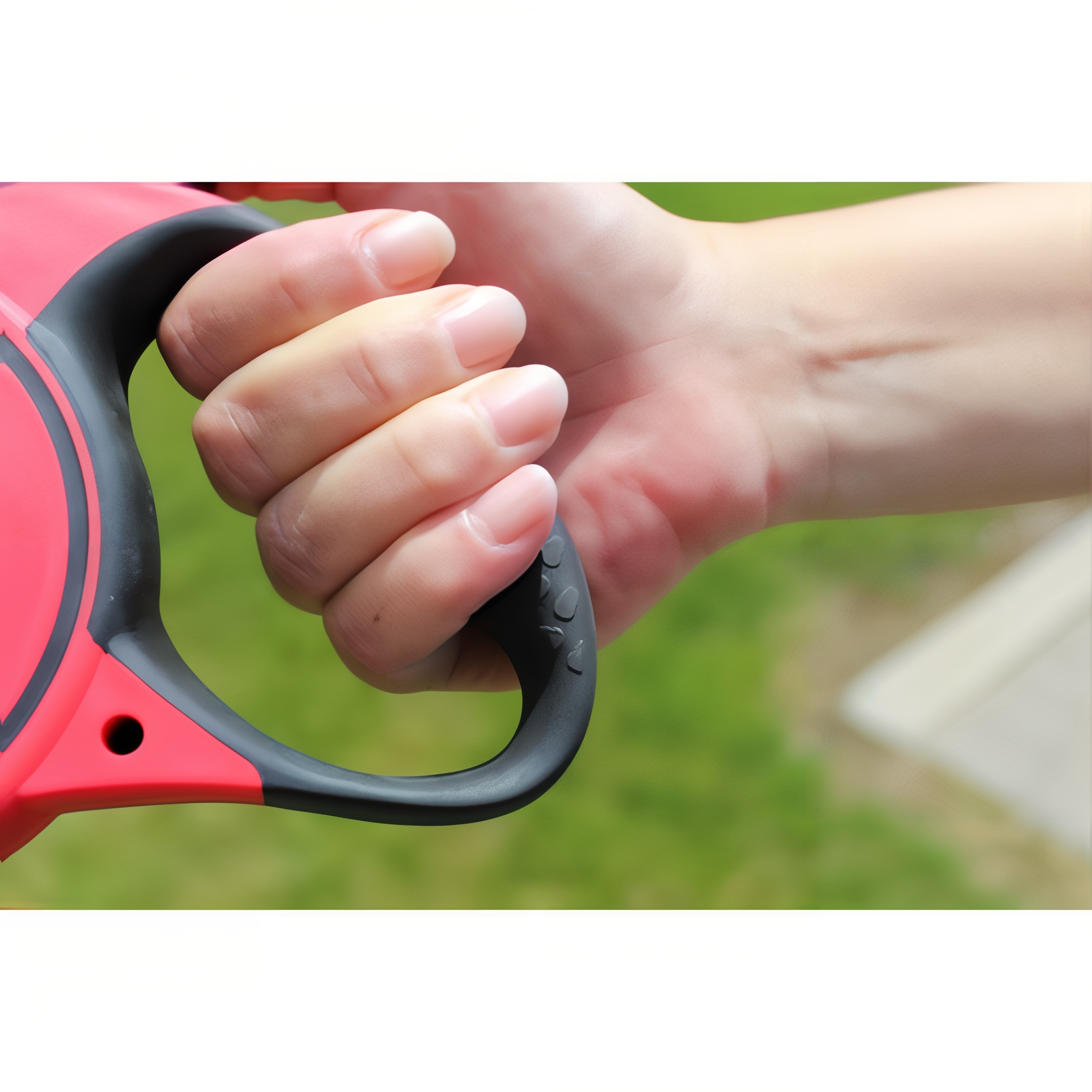 Hand holding the soft grip handle of the KONG Terrain retractable leash