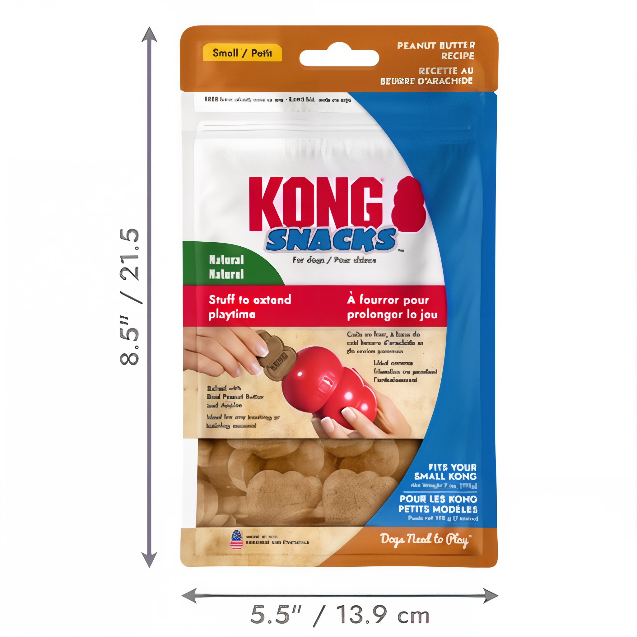 KONG Snacks Peanut Butter small bag dimensions 5.5 by 8.5 inches