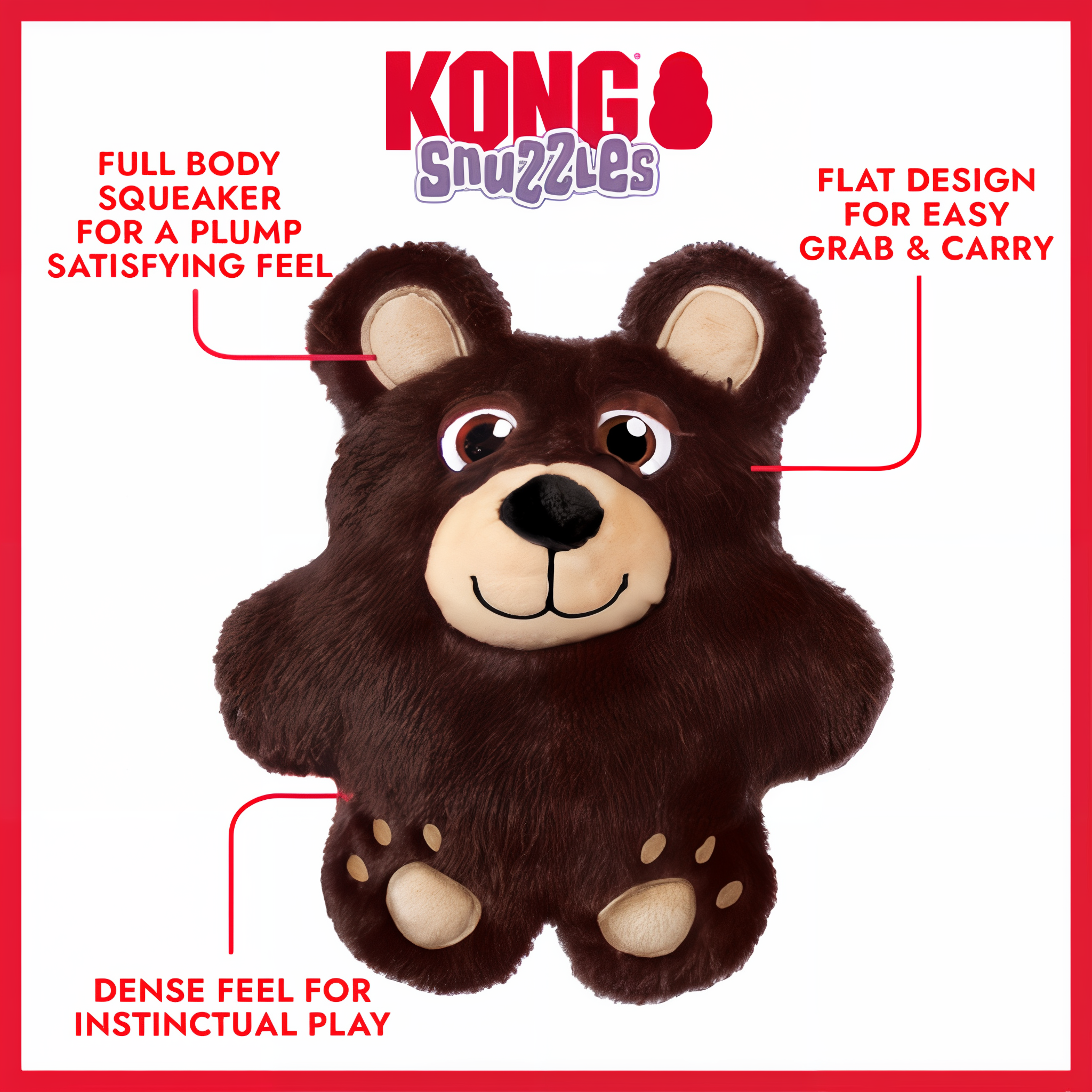 KONG Snuzzles Bear Dog Toy features overview