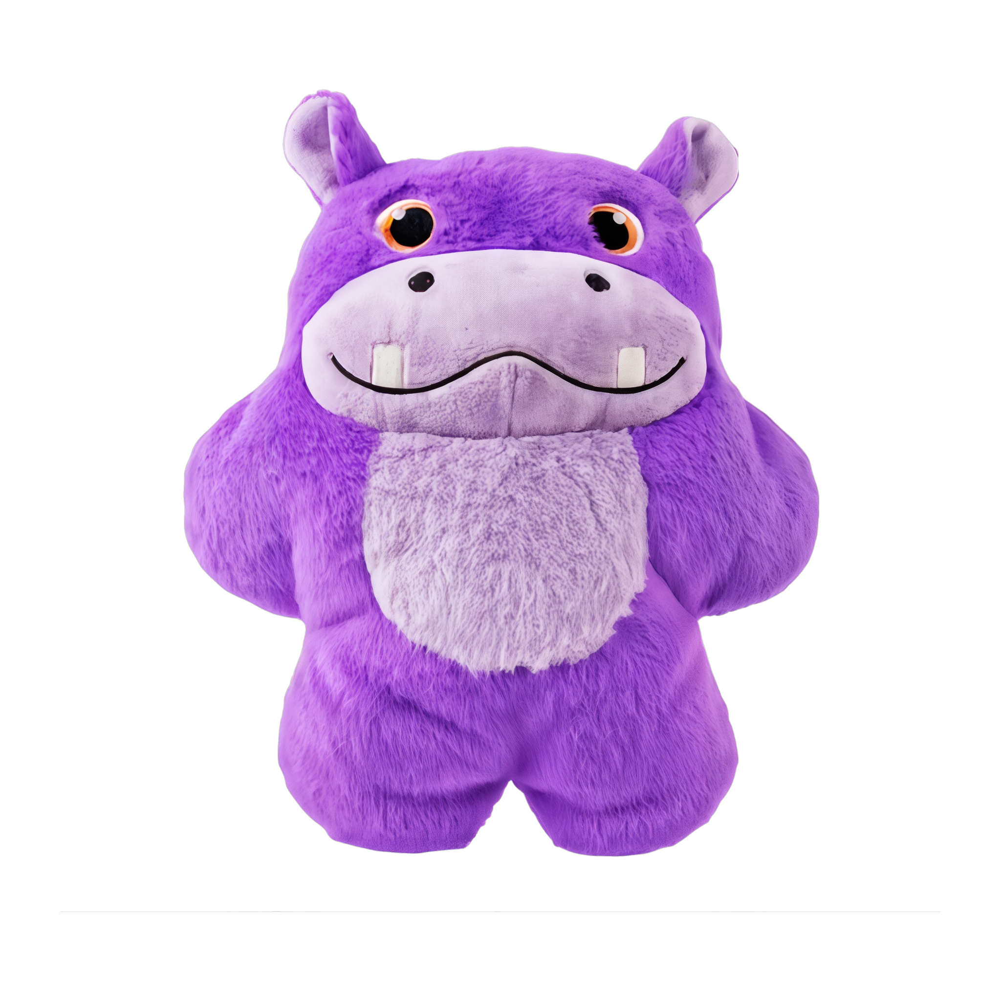 KONG Snuzzles Hippo Dog Toy, X-Large purple plush squeaky hippo, front view #X-LARGE