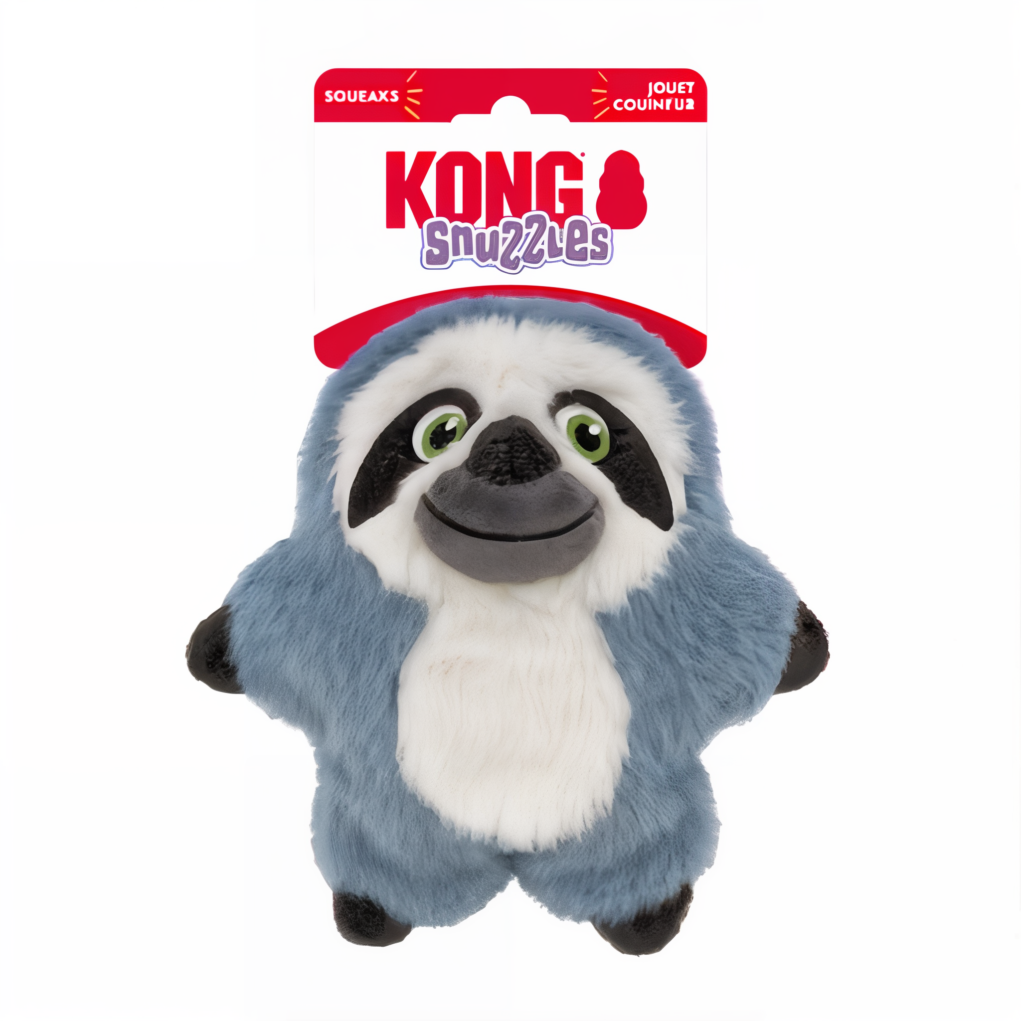 KONG Snuzzles Kiddos Sloth plush dog toy in retail packaging