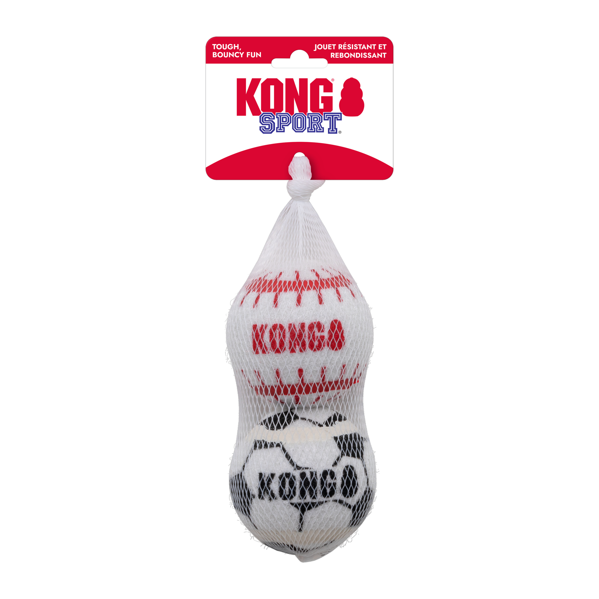 KONG Sport Balls retail pack in netting with KONG Sport header card