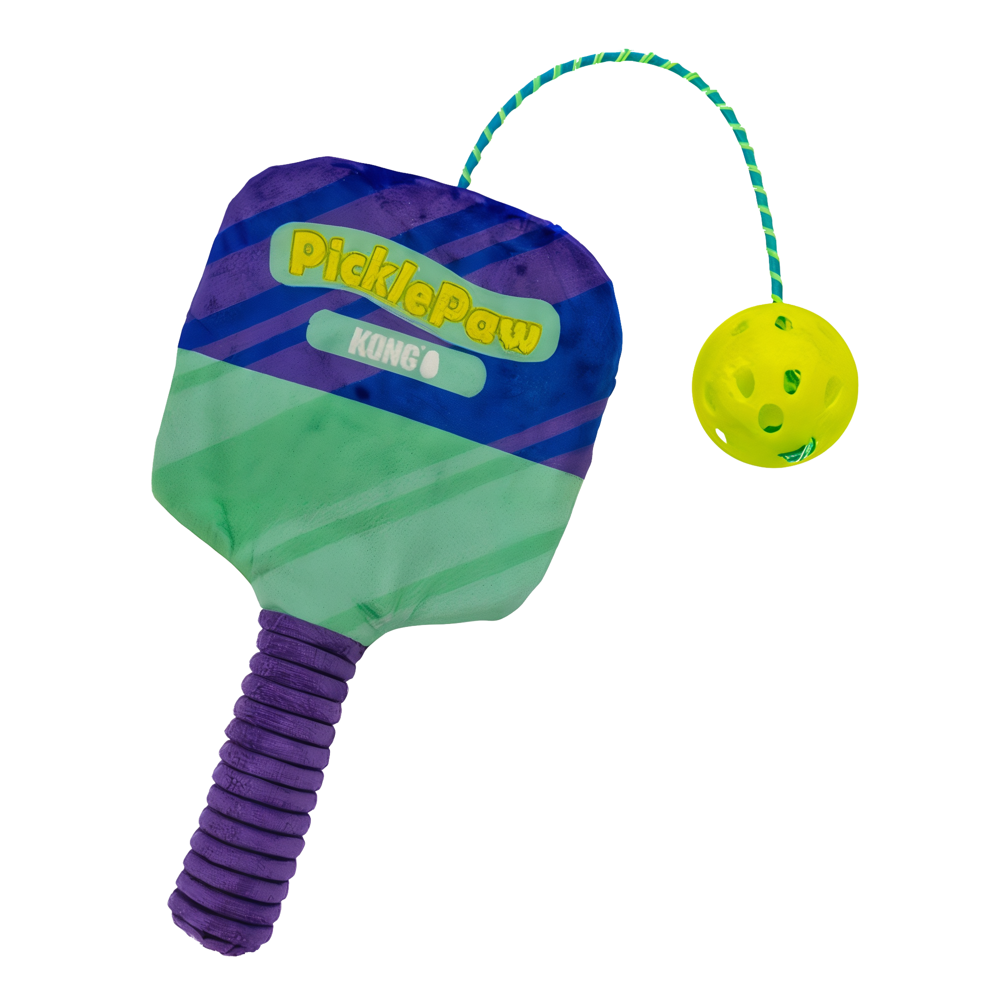 PicklePaw paddle with ball swinging out on its elastic cord