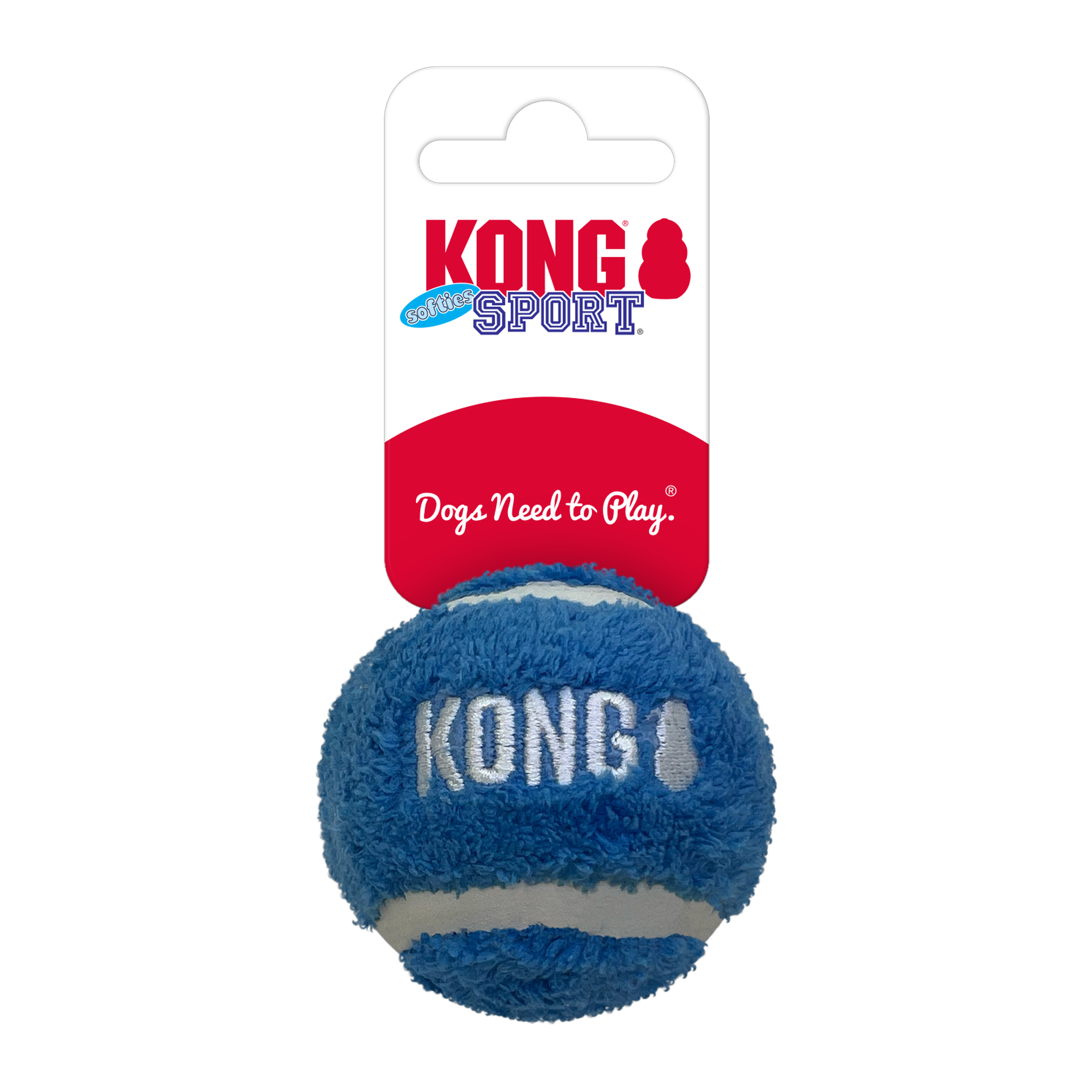 KONG Sport Softies ball on retail hang tag packaging