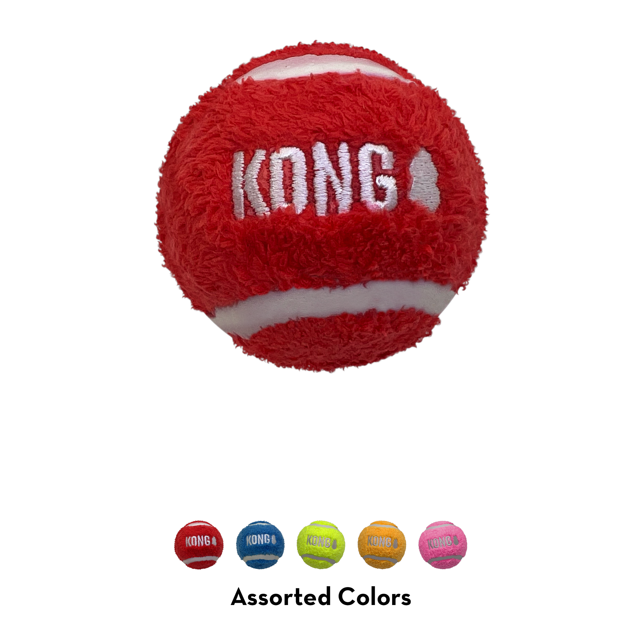Red KONG Sport Softies ball close-up with color lineup