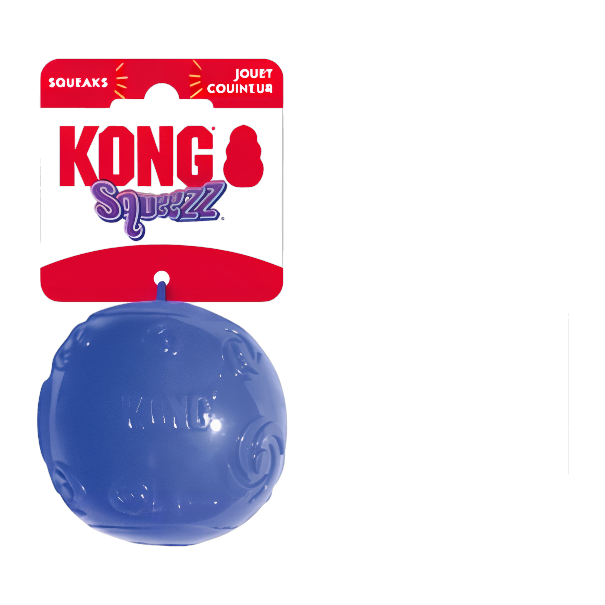 KONG Squeezz Ball Large retail packaging, blue ball