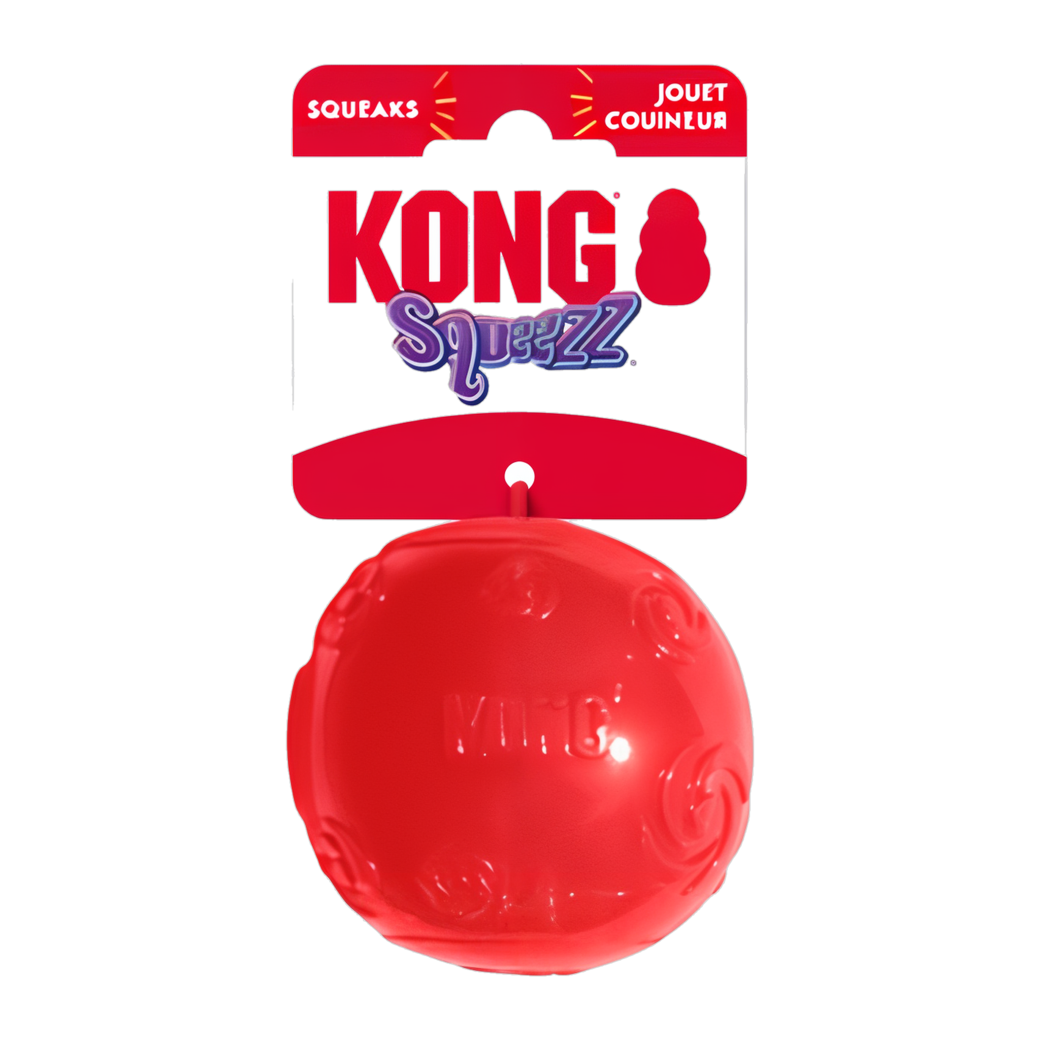 KONG Squeezz Ball Large retail packaging, red ball