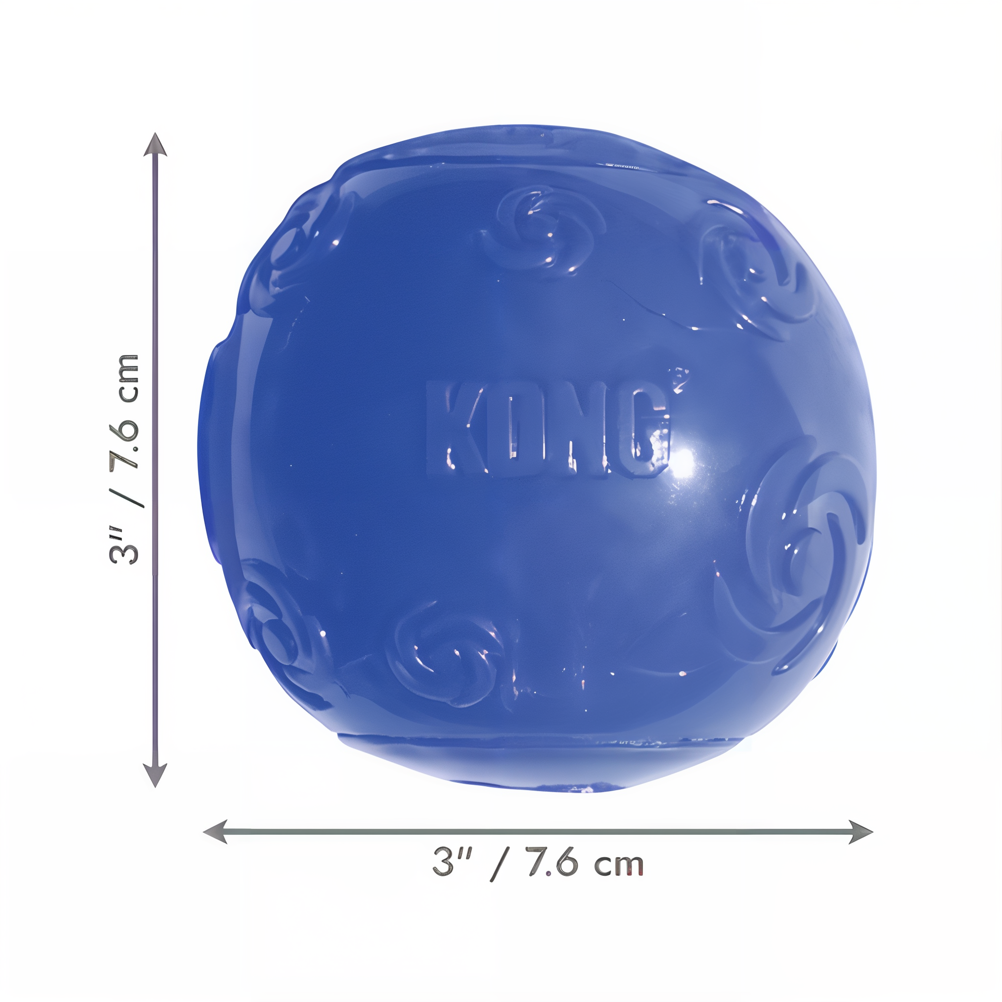 KONG Squeezz Ball Large size diagram, 3 inches by 3 inches